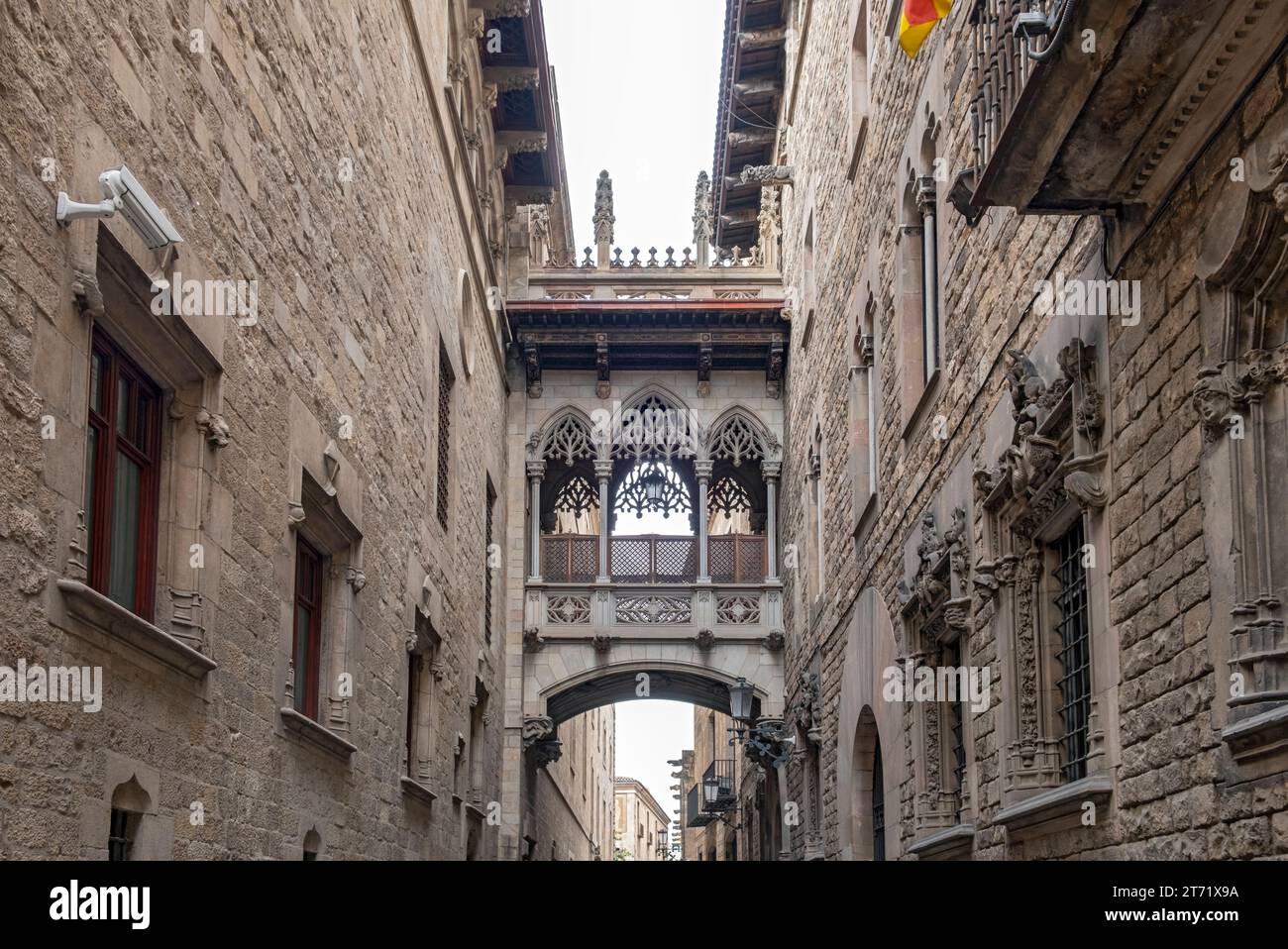 El Pont del Bisbe, Gotisches Viertel, Barcelona, Spanien Stockfoto