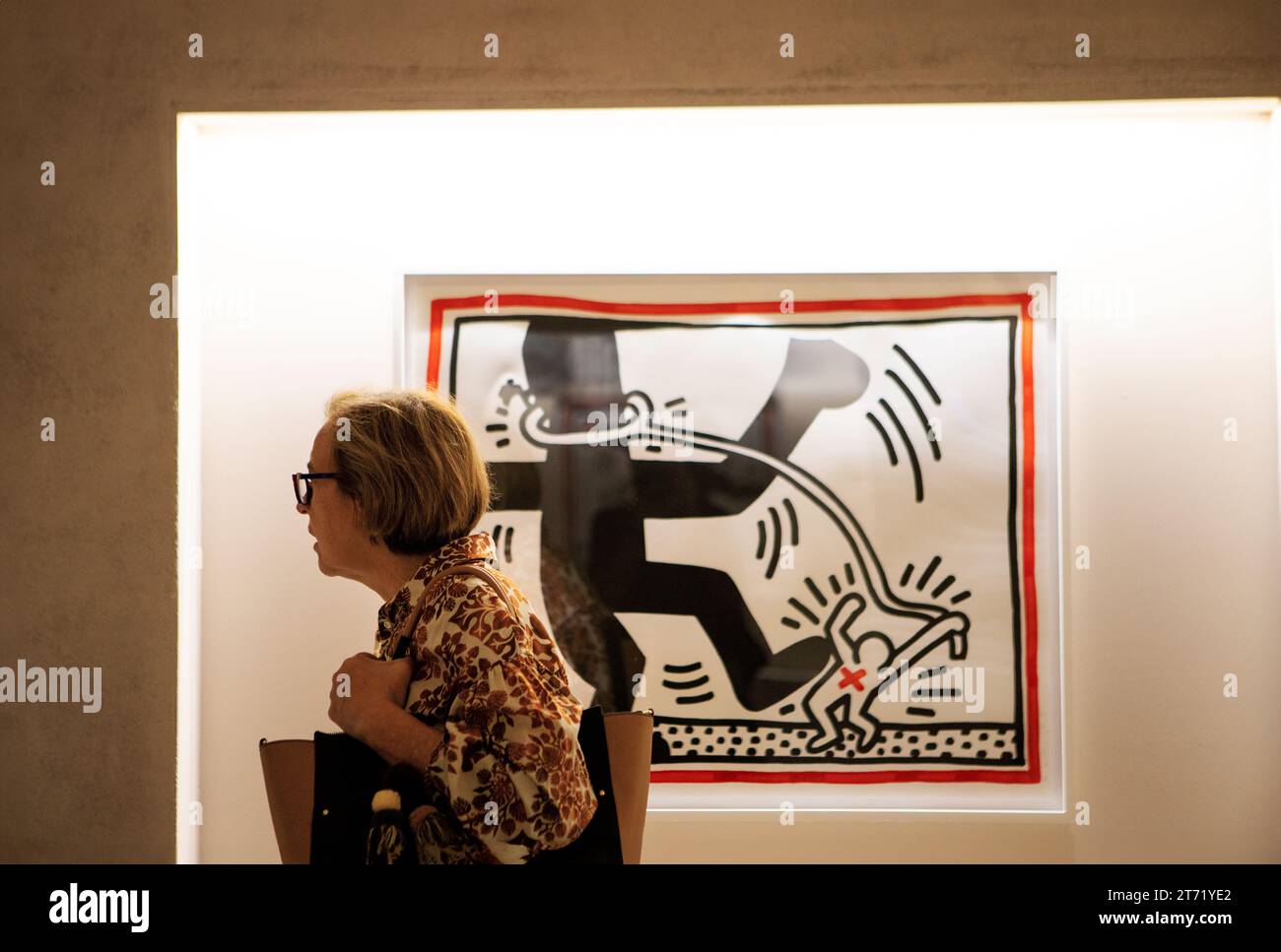 Ausstellung von Kunstwerken des Künstlers Keith Haring Painter, Parma Italien Stockfoto