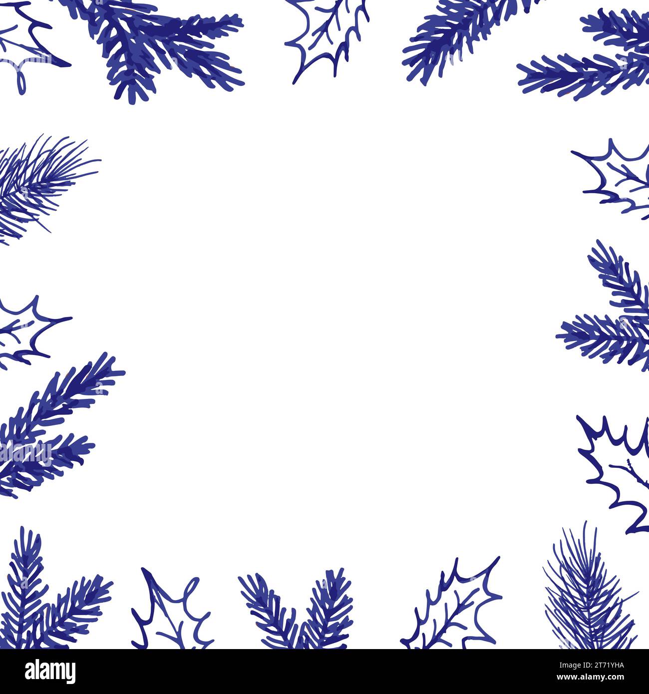 Handgezeichnete Blumenelemente des Weihnachtsbaums Stock Vektor