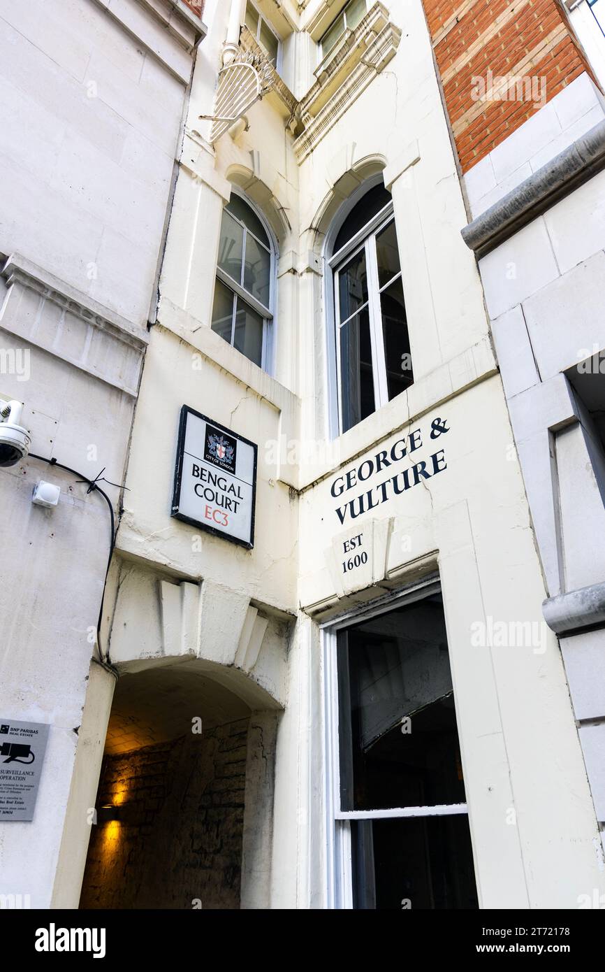 George & Vulture Chop House und Bengal Court in der historischen Square Mile, London, England Stockfoto