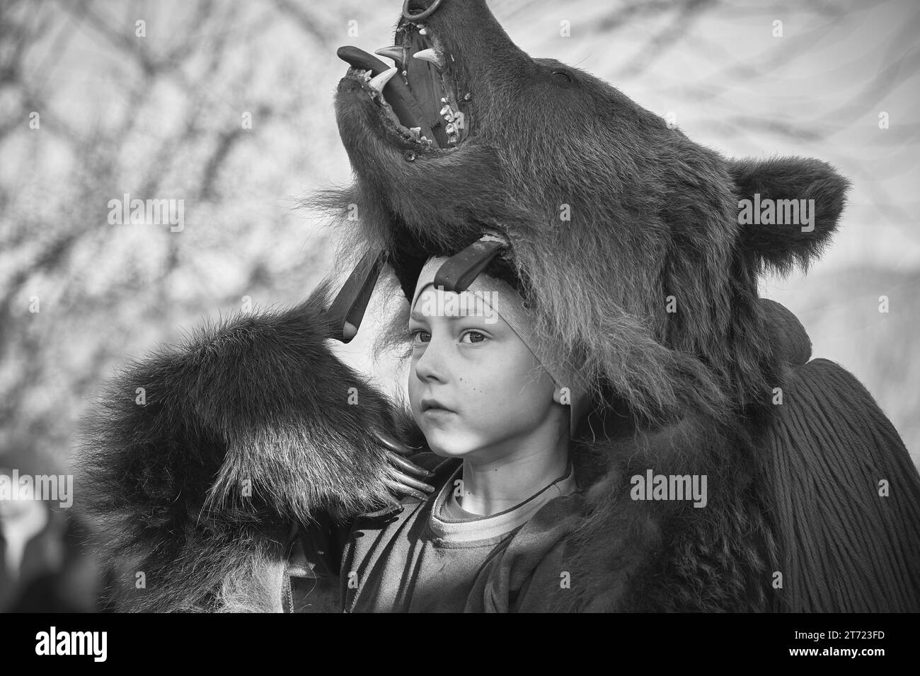 Silvestermasken, Traditionen, Weihnachtslieder und Bräuche in Rumänien Stockfoto