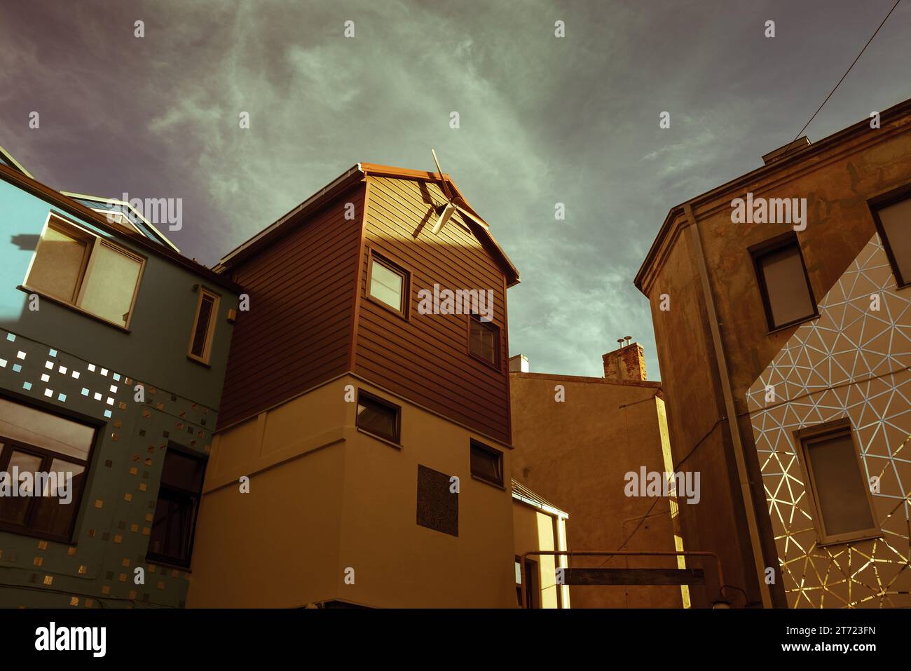 Dekoration des alten Gebäudes in Kaunas Stockfoto