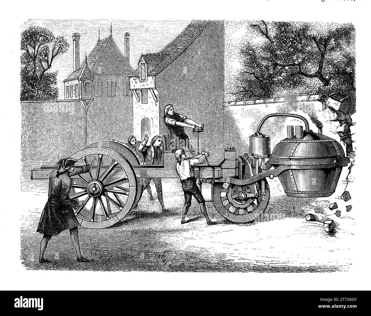 Cugnot Steam Carriage ist das erste selbstfahrende Landfahrzeug, das Nicolas-Joseph Cugnot 1769 in Paris erfunden hat Stockfoto