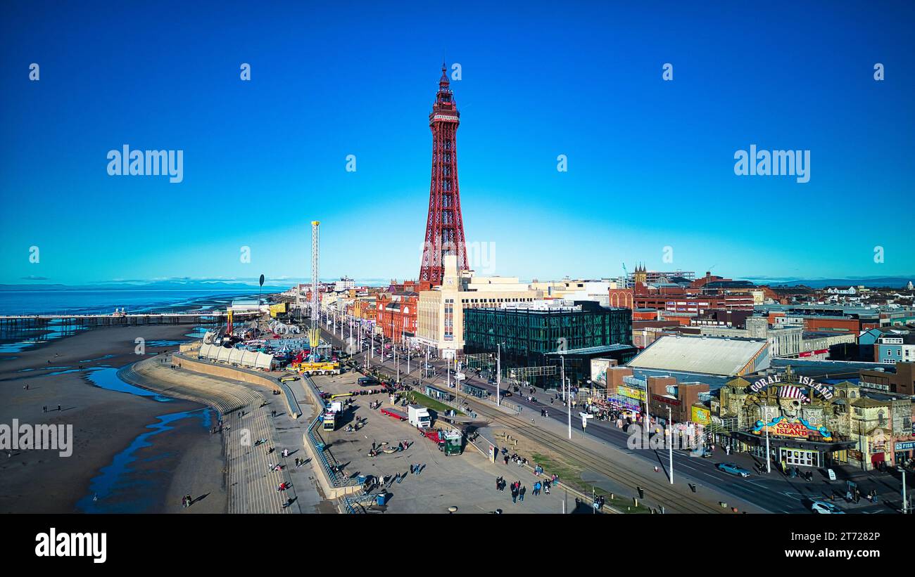 Luftbild der Stadt in Blackpool Stockfoto
