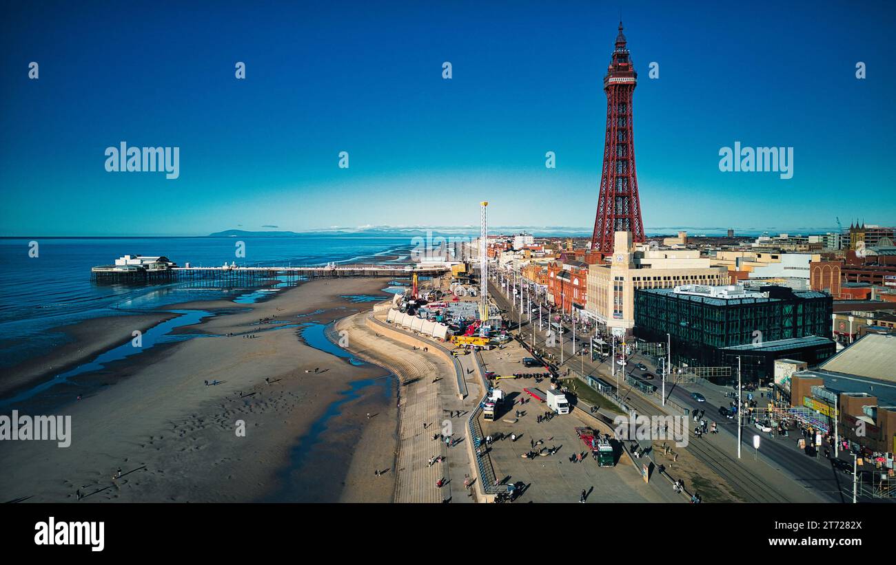 Luftbild der Stadt in Blackpool Stockfoto