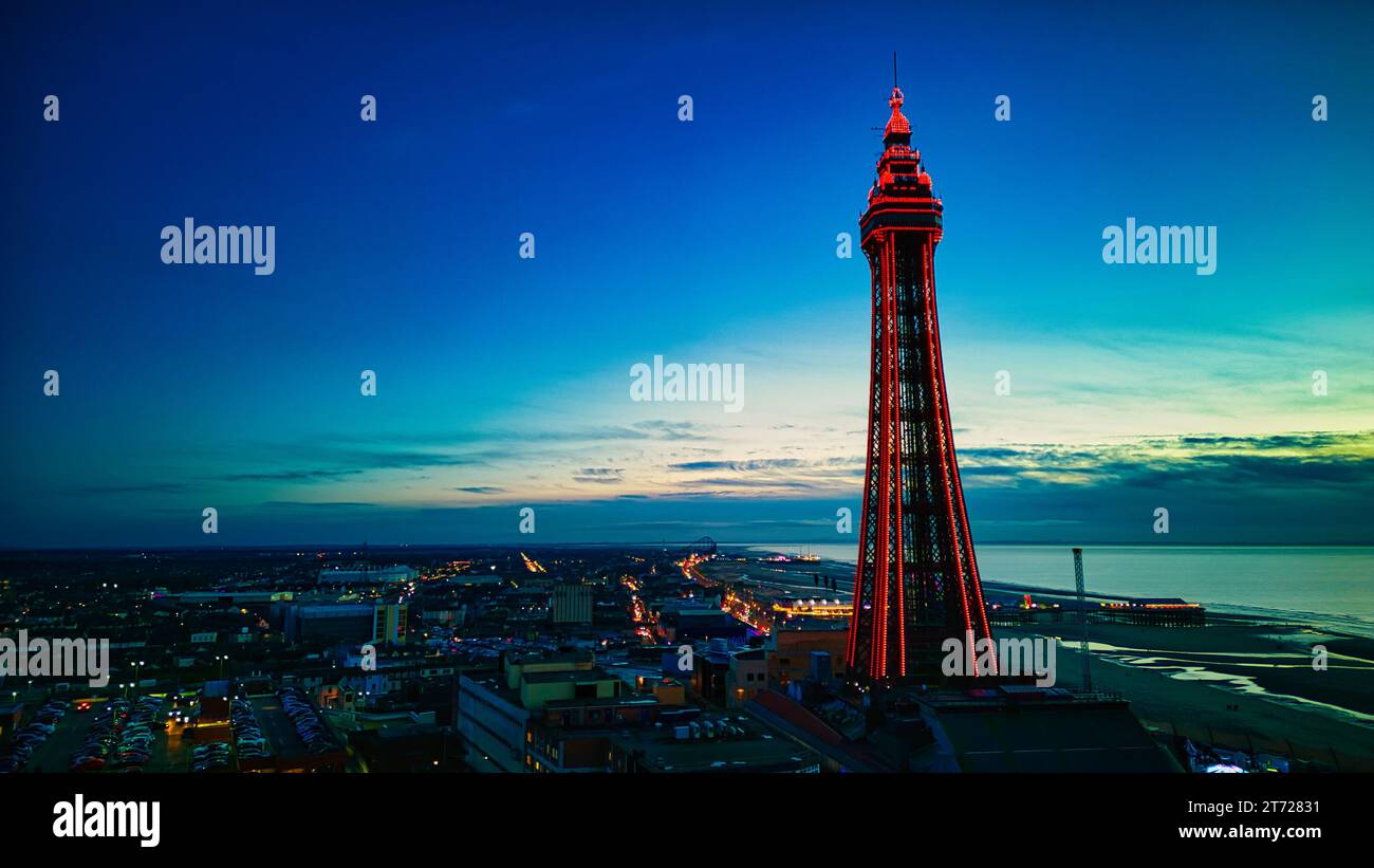 Luftbild der Stadt in Blackpool Stockfoto