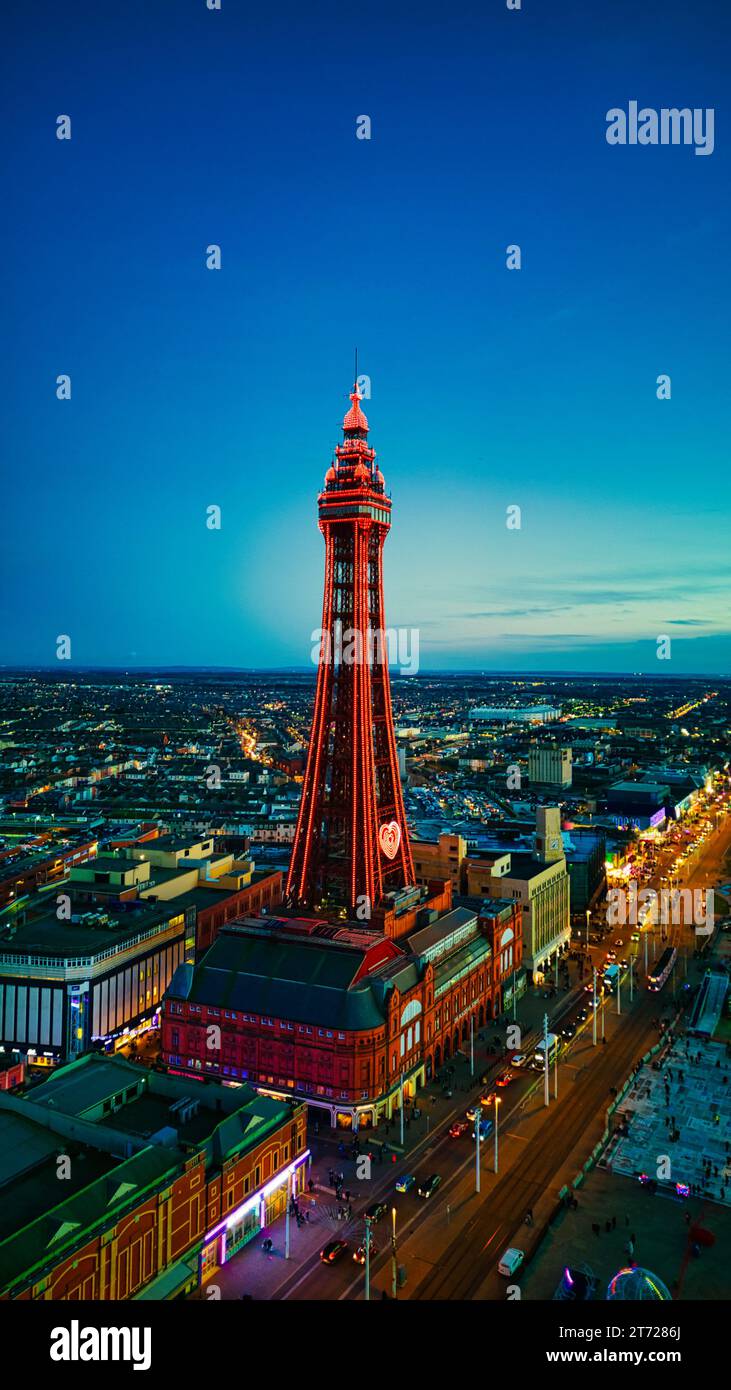Luftbild der Stadt in Blackpool Stockfoto