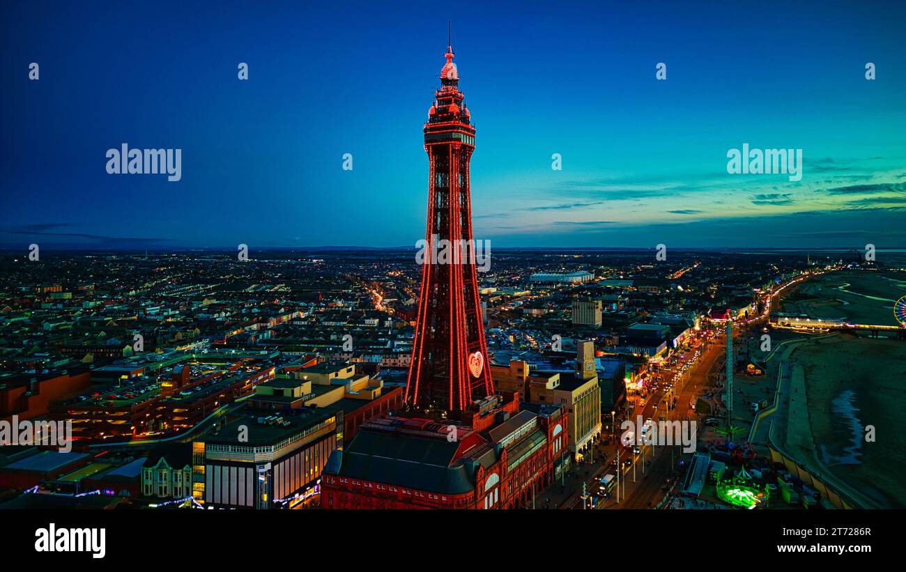 Luftbild der Stadt in Blackpool Stockfoto