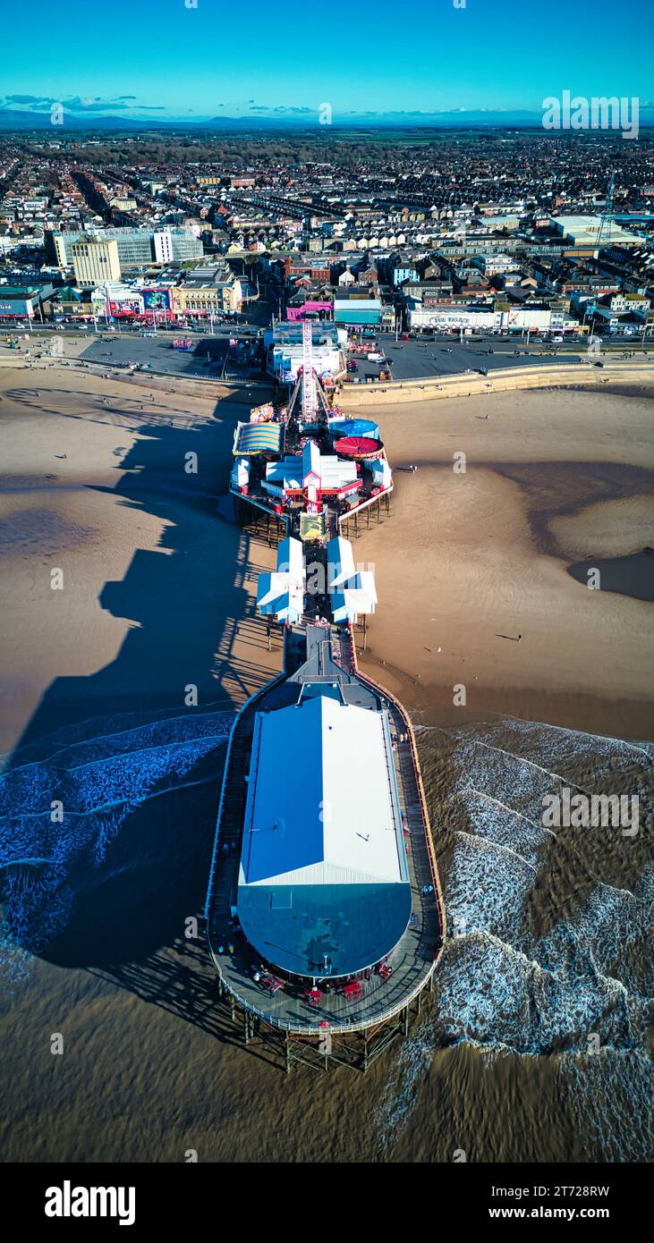 Wunderschöne Aufnahmen, aufgenommen mit einer Drohne in Blackpool Stockfoto