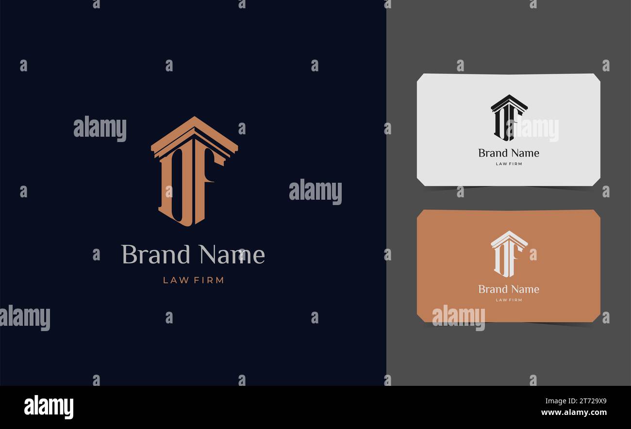 Säule Logo Buchstabe DF mit Visitenkarte Vektor Illustration Vorlage. Stock Vektor