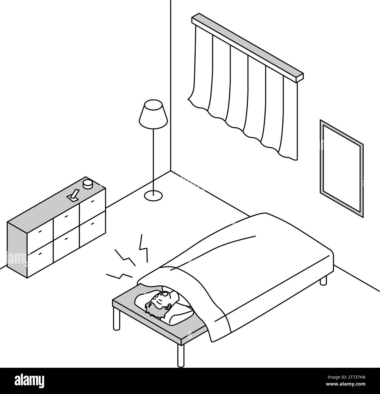 Lärmprobleme in Mietwohnungen: Schnarcher, Vektordarstellung Stock Vektor