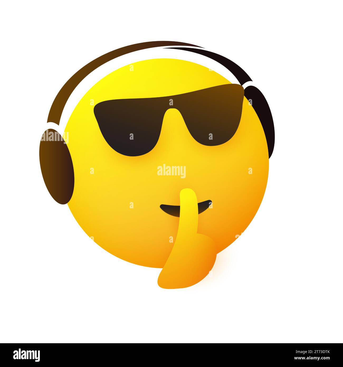 Seien Sie Ruhig! - Gesicht mit Finger auf Mund Musik hören, Gesten zeigen, Silence Sign machen - einfaches Emoticon für Instant Messaging isoliert auf WHI Stock Vektor