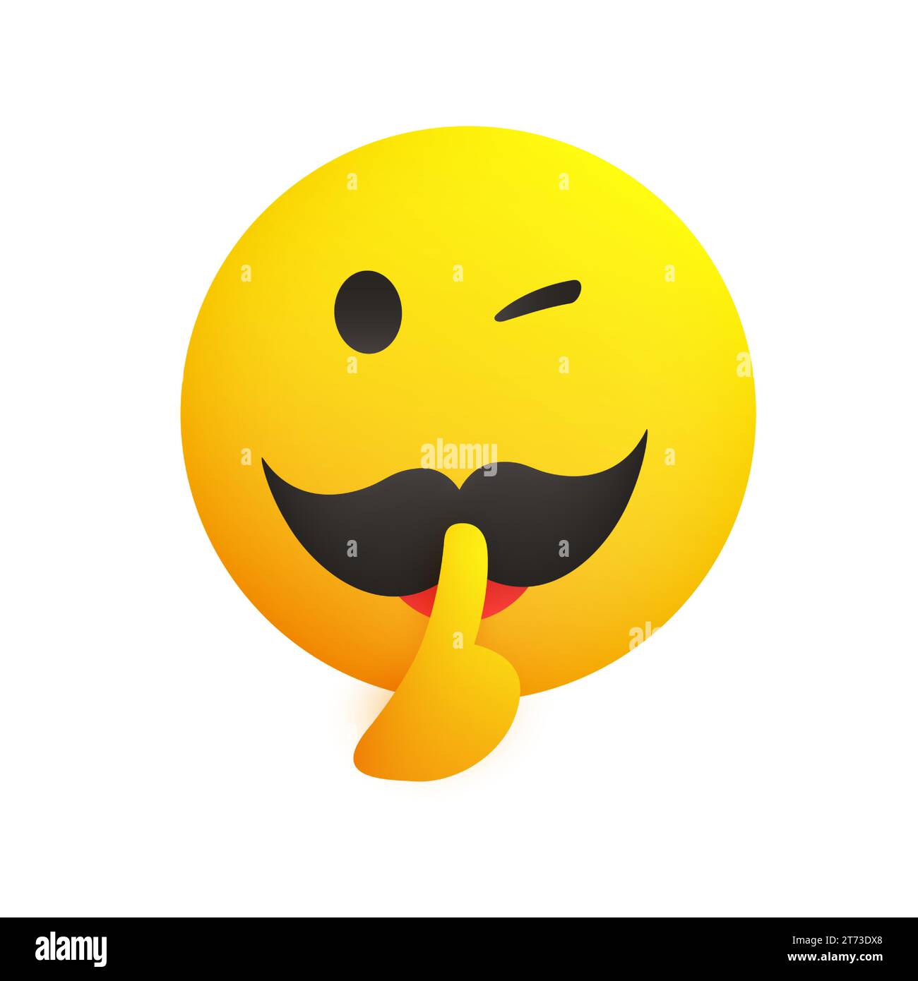 Blinkendes, zerschmetterndes Gesicht zeigt Schweigezeichen machen - freche Emoji Gesichts-Gesten, Warnung zeigen, ruhig bleiben, nicht erzählen, Geheimnis bewahren - Gelbes Emoti Stock Vektor