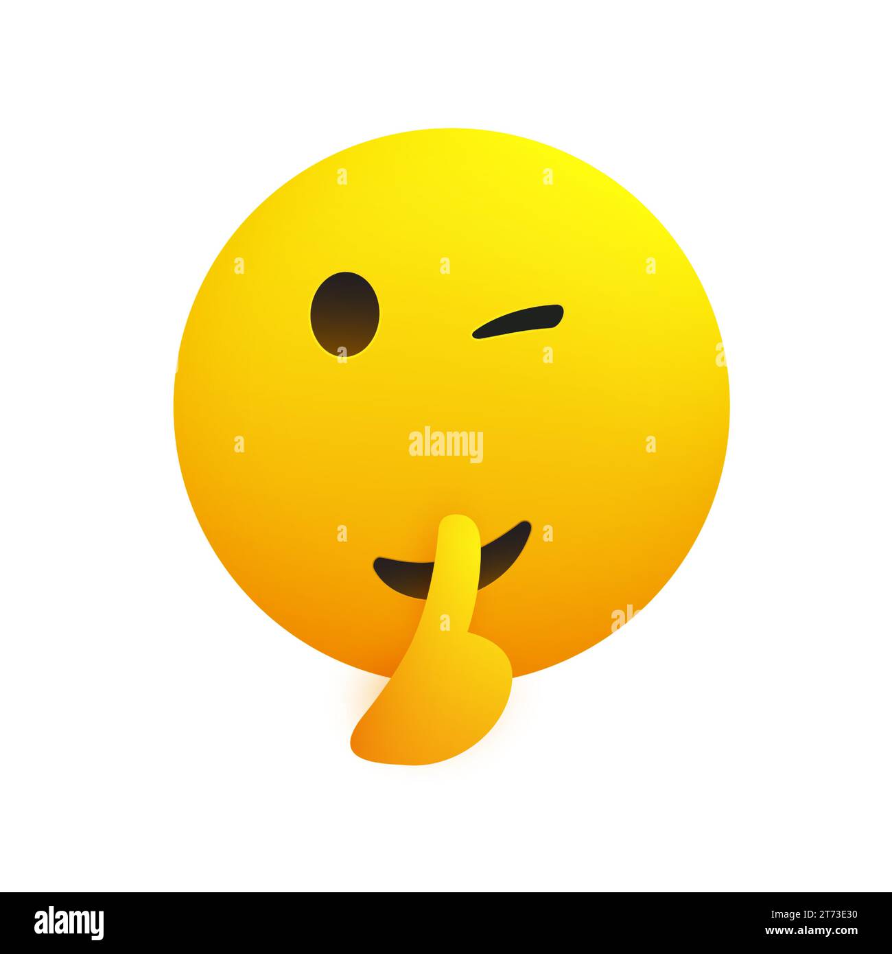 Sei Ruhig! - Schälen, Zwinkern, freche Emoji-Gesten, Bitte um Ruhe, Zeichen für Stille machen - einfaches Emoticon für Instant Messaging Isolate Stock Vektor