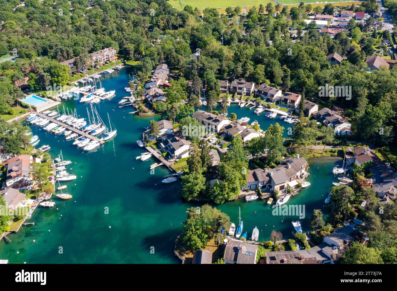 Luftaufnahme des Viertels Ripaille (Thonon-Les-Bains) in Haute-Savoie in Frankreich Stockfoto