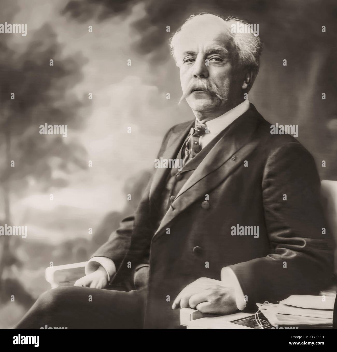 Porträt von Gabriel Urbain Fauré, 1845–1924, französischer Komponist, digital bearbeitet nach einer Fotografie von Nadar, 1905 Stockfoto