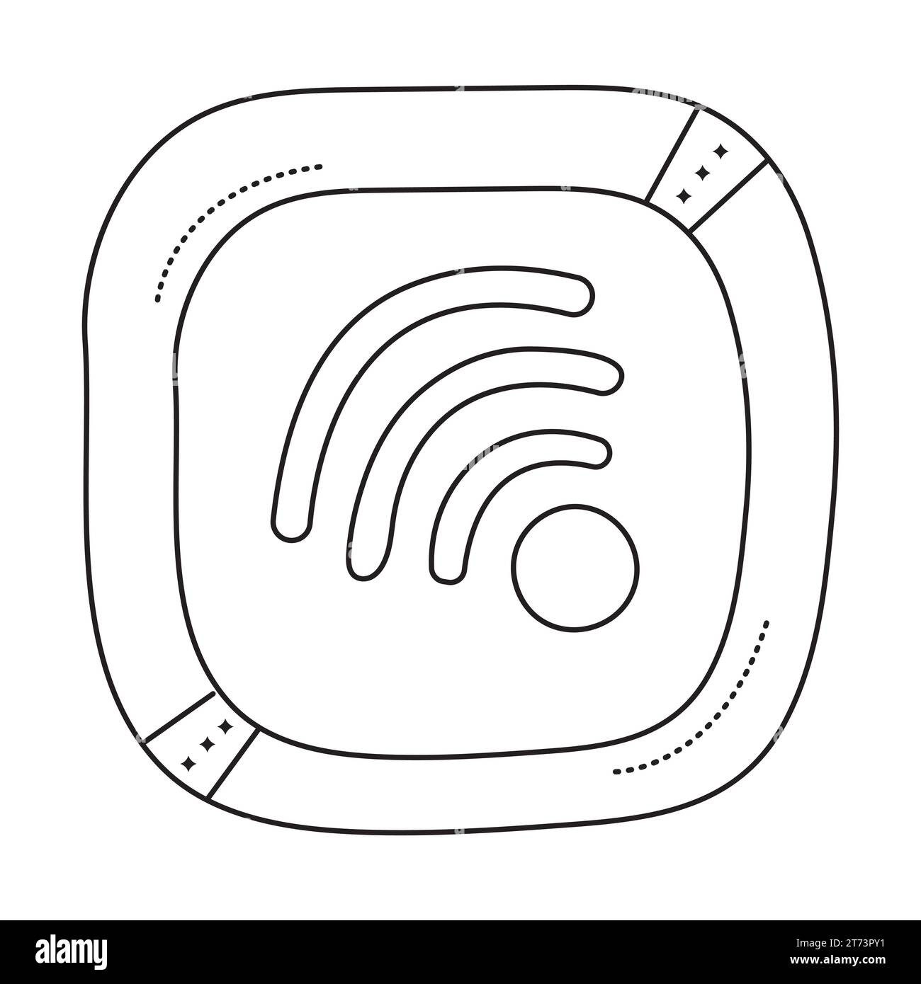 Wi-fi-Schild, Symbol mit schwarzer Linie für kabellose Wiedergabe, monochromes Internetsymbol Stock Vektor