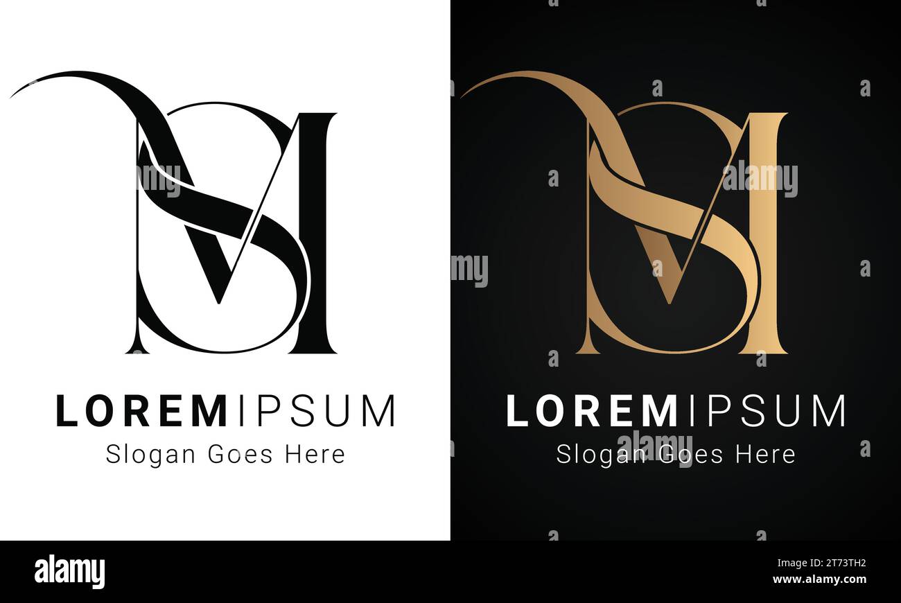 Luxuriöses Initial MS- oder SM-Monogramm-Logo-Design mit Textbuchstaben Stock Vektor