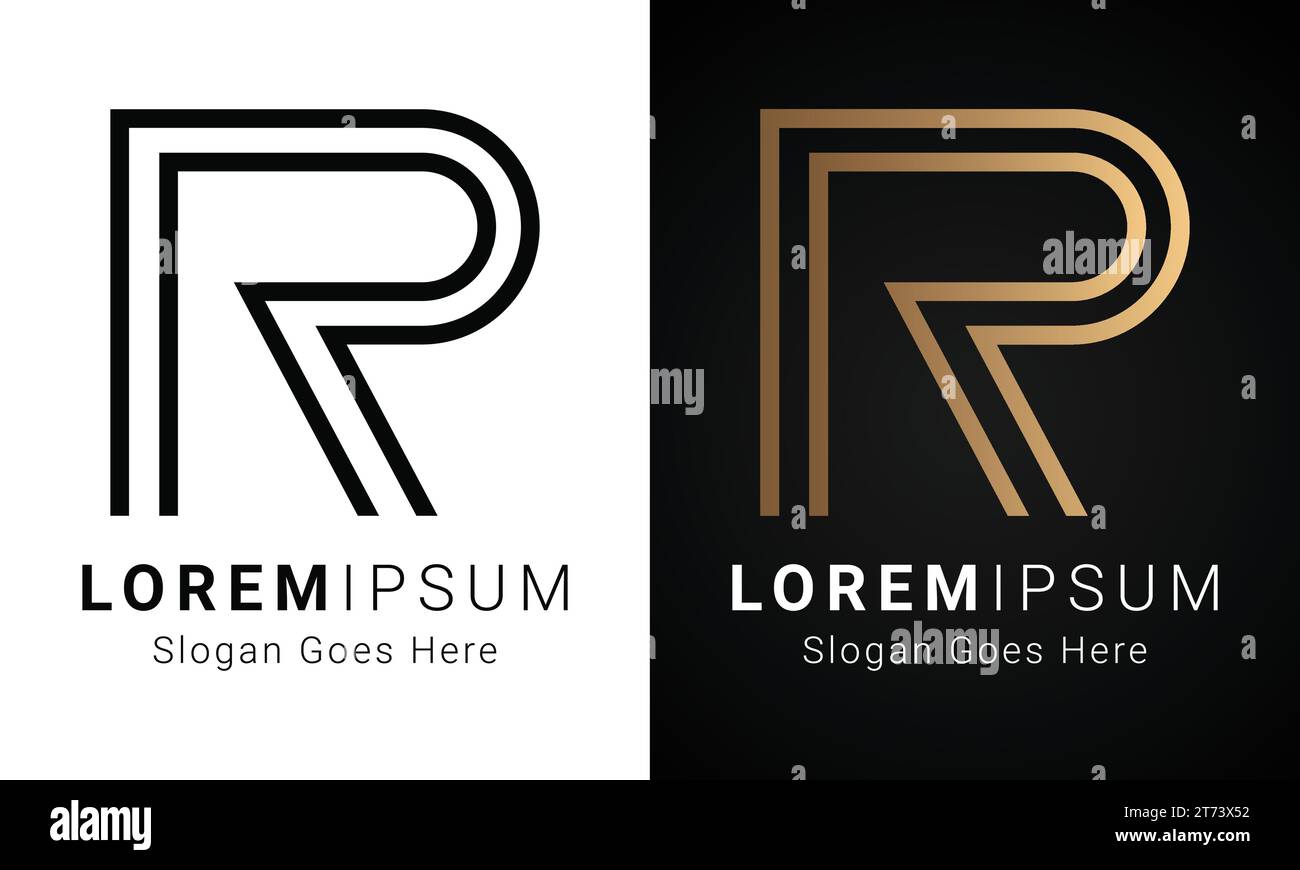 Luxuriöses Initial R-Monogramm-Logo-Design mit Textbuchstaben Stock Vektor