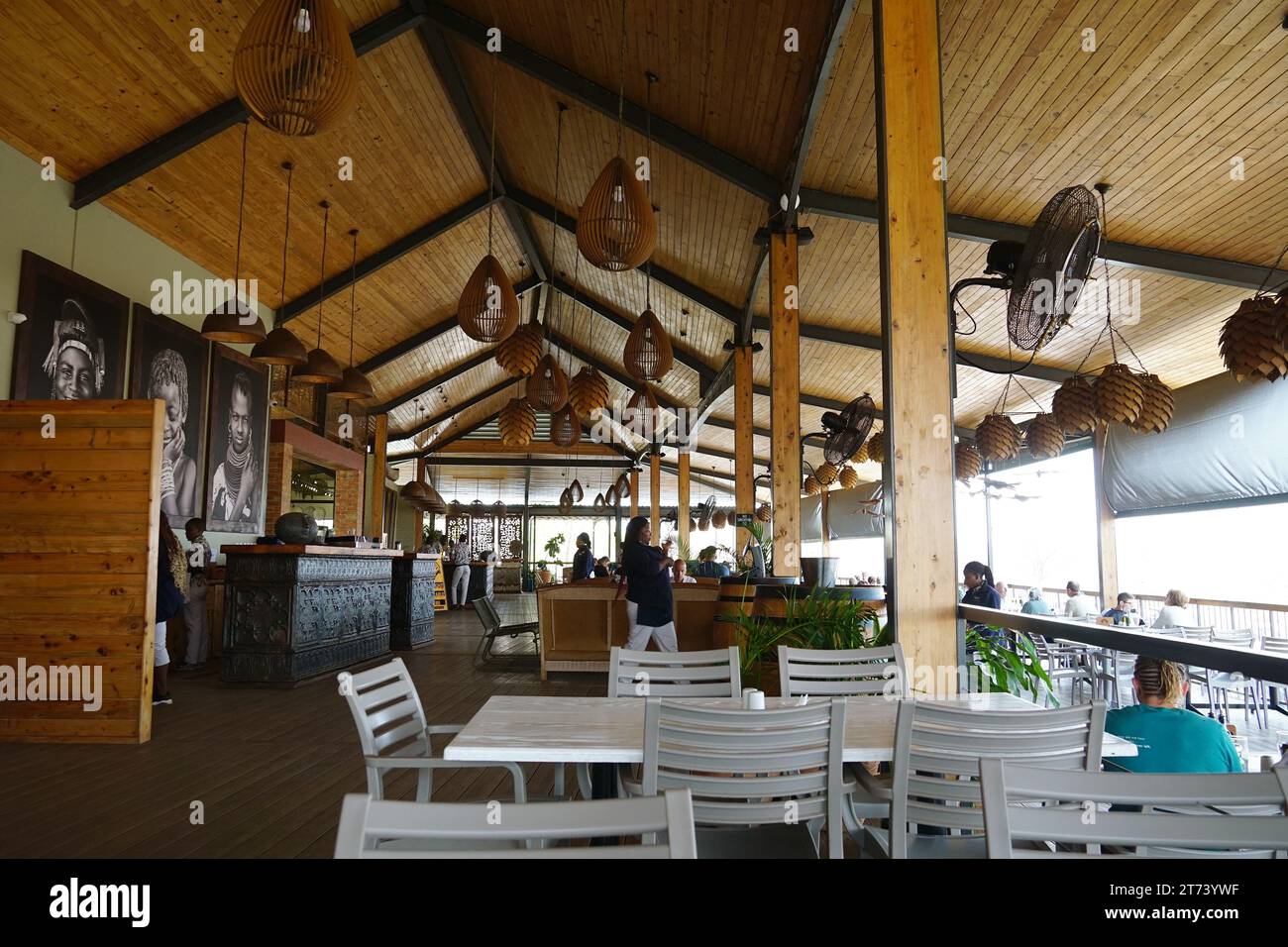 Lookaout Cafe Restaurant, Victoria Falls Stadt, Simbabwe, Afrika Stockfoto