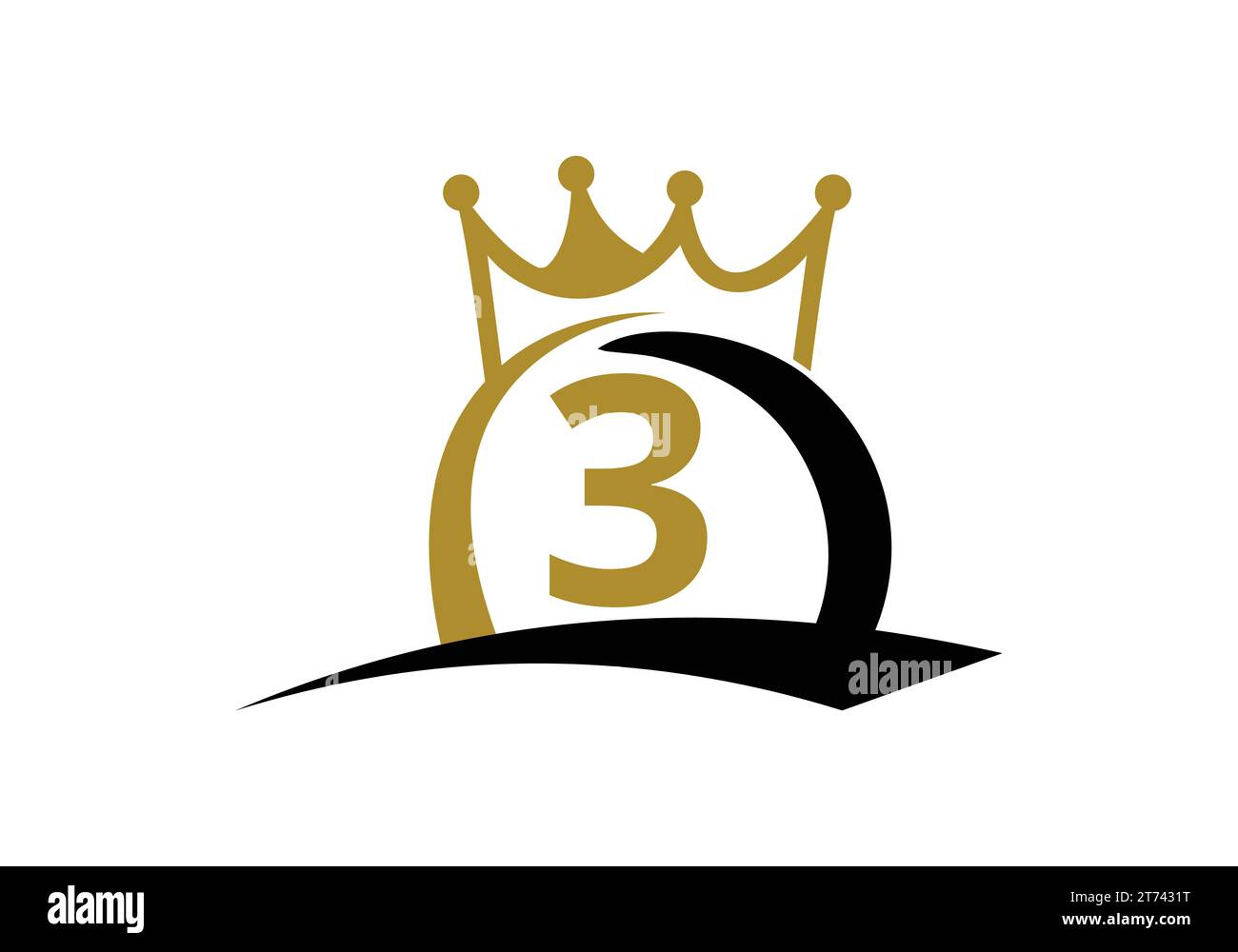 Letter 3 King Crown Logo Design Vektorvorlage. Stock Vektor