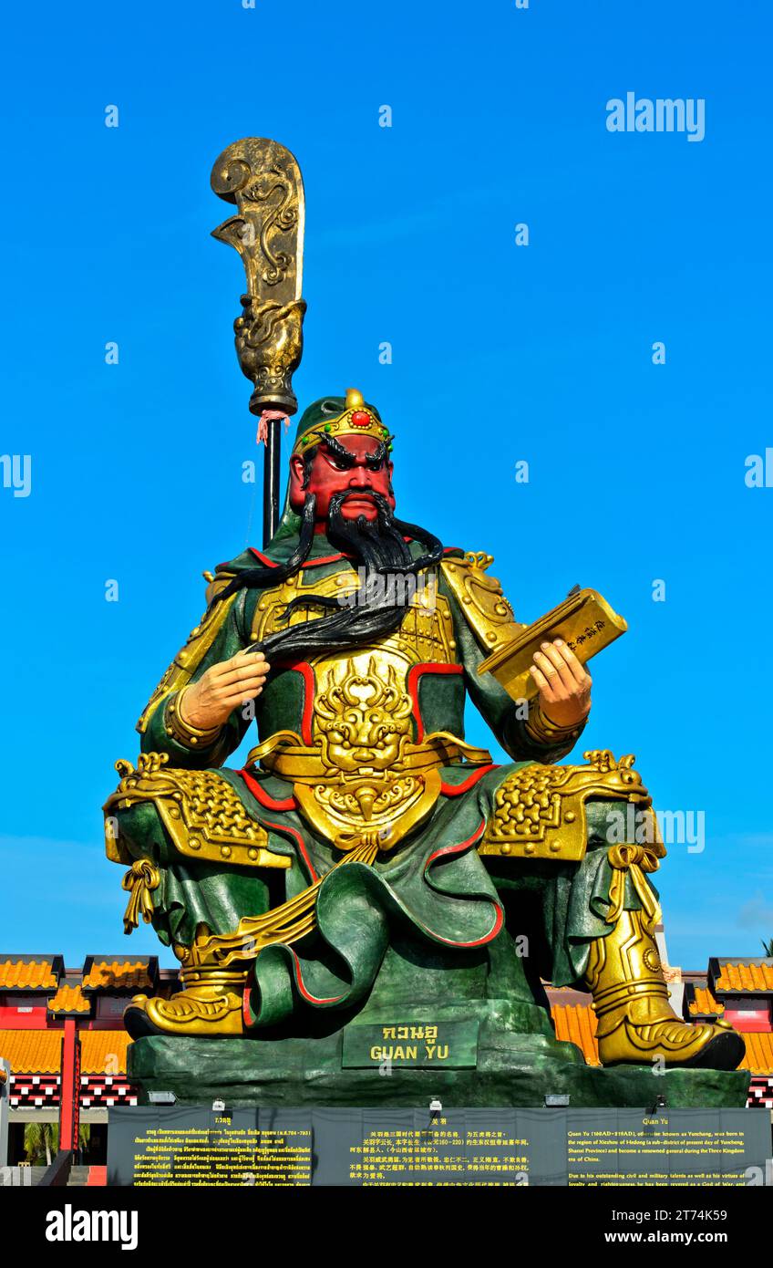 Statue des chinesischen Generals Guan Yu, Guan Yu-Schrein, Koh Samui, Thailand Stockfoto