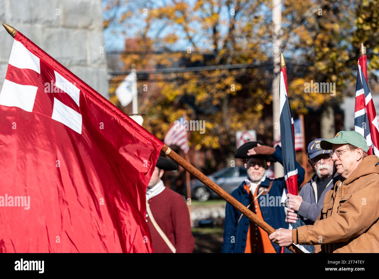 Die jährliche Zeremonie von Acton findet im Acton Center vor dem Rathaus statt. Stockfoto