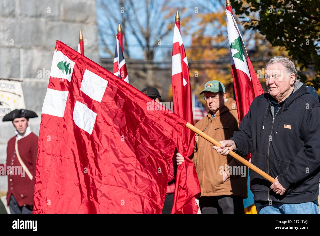 Die jährliche Zeremonie von Acton findet im Acton Center vor dem Rathaus statt. Stockfoto