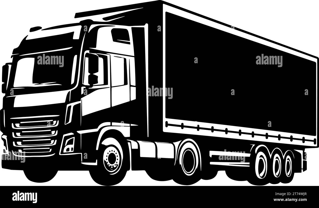 Logo-Vorlage für die Silhouette eines großen Trucks. Vektorabbildung Stock Vektor
