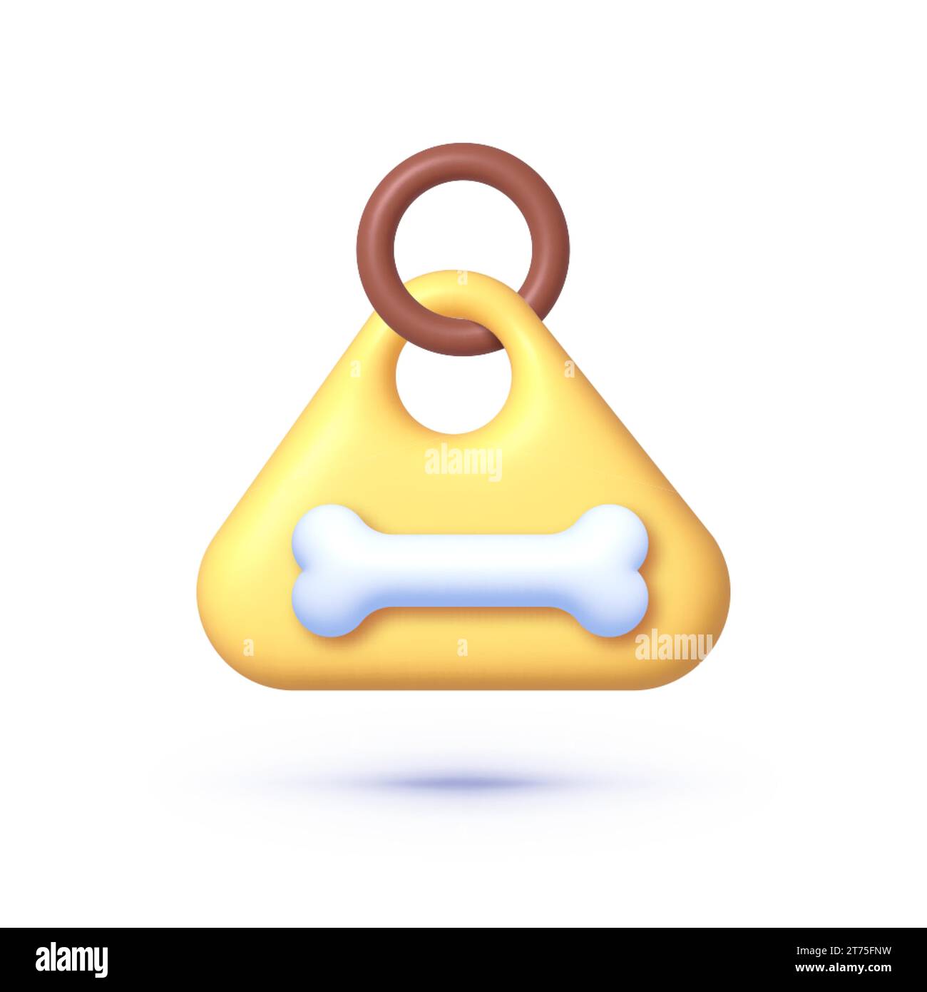 Haustier mit Kragen im 3D-Stil auf weißem Hintergrund. Vektorabbildung Stock Vektor