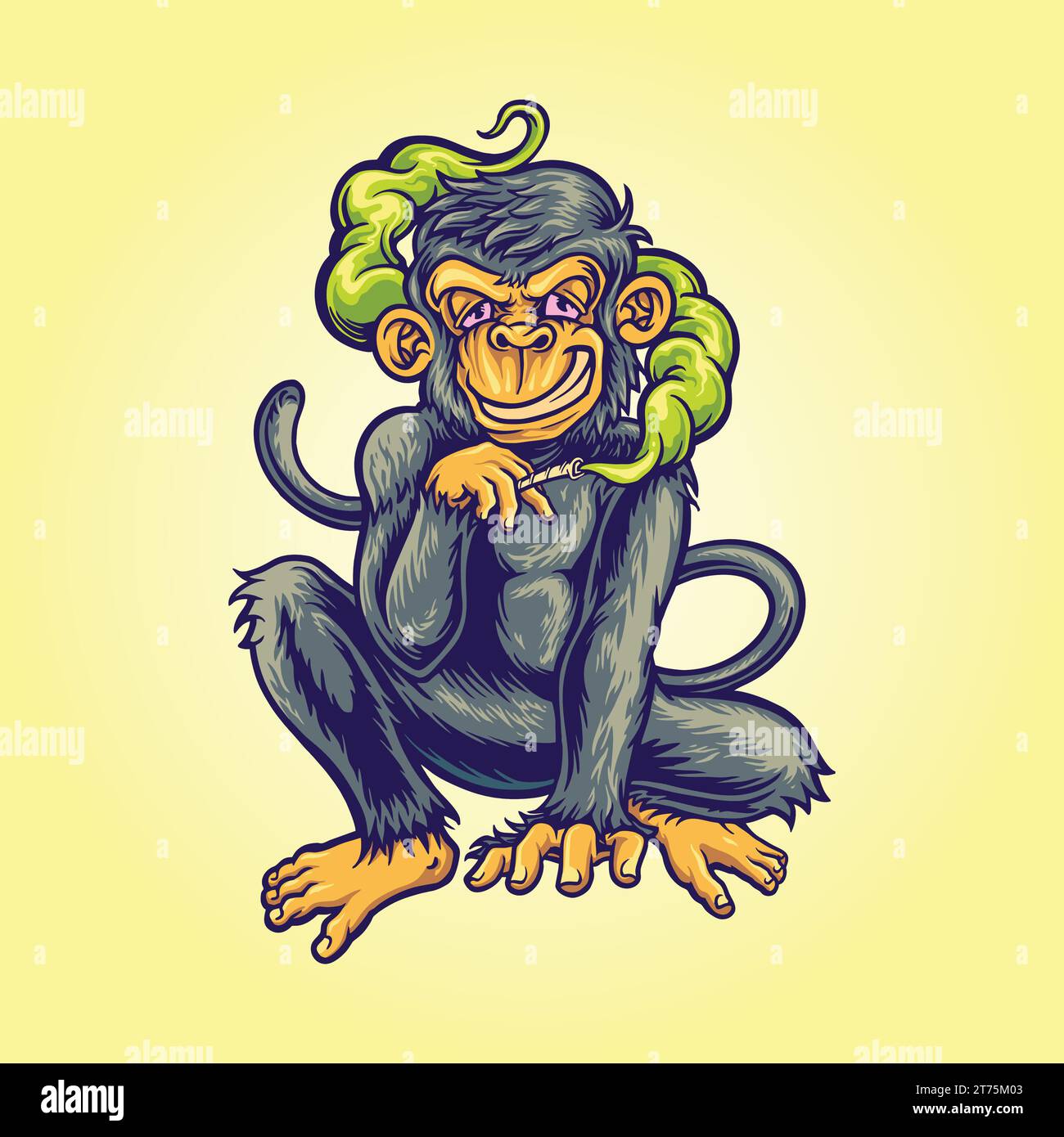 Rauchen Affen Unkraut Wimsy Vektor Illustrationen für Ihre Arbeit Logo, Merchandise T-Shirt, Aufkleber und Label Designs, Poster, Grußkarten Werbung Stock Vektor