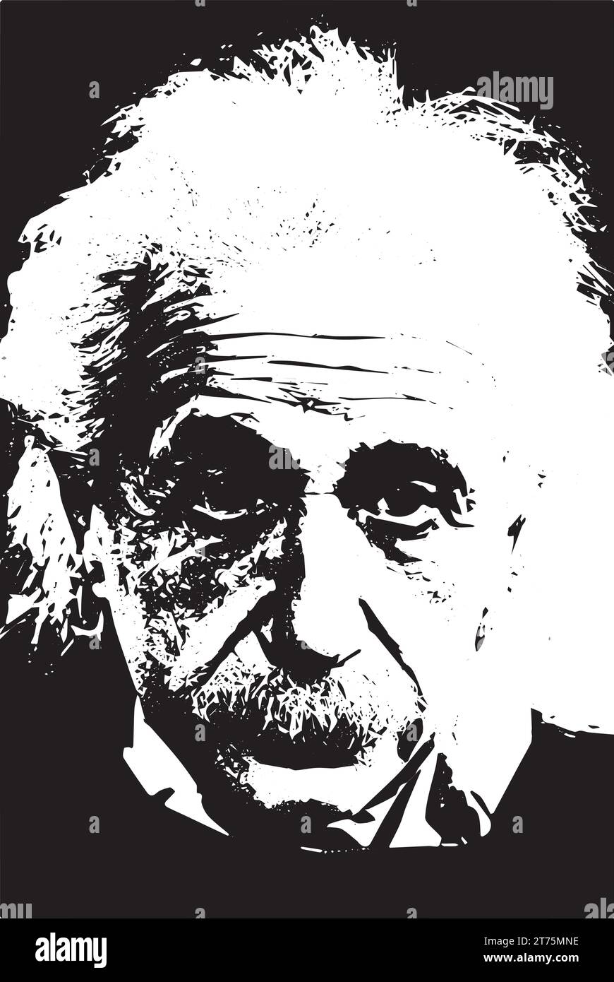 Porträt von Albert Einstein Vektor schwarz weiß. Deutscher Physiker des Jüdischen. Schweizer, Österreicher und Amerikaner. Der wichtigste Wissenschaftler des 20. Jahrhunderts. Stock Vektor