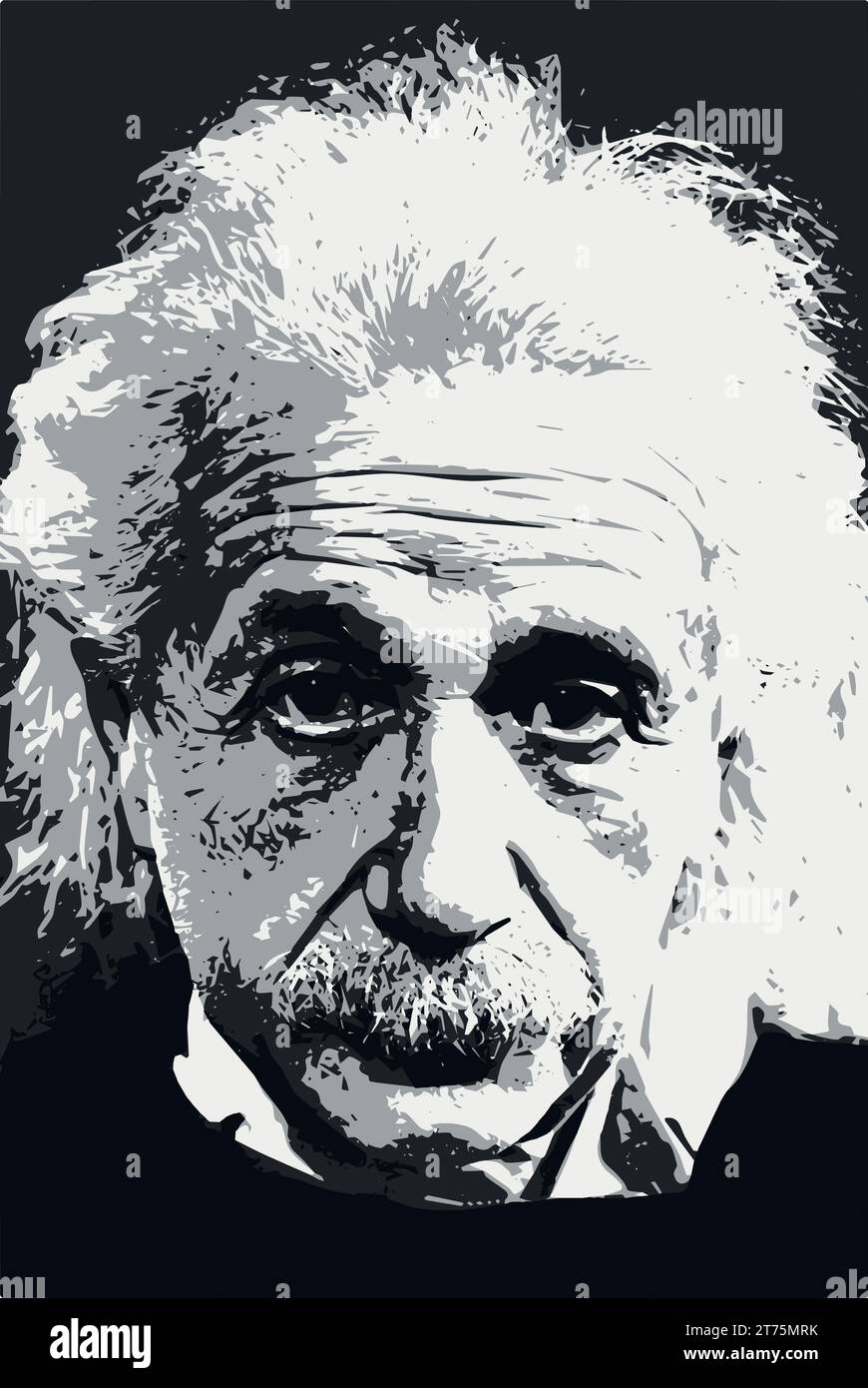 Porträt von Albert Einstein Vektor in 3 Farben. Deutscher Physiker des Jüdischen. Schweizer, Österreicher und Amerikaner. Der wichtigste Wissenschaftler des 20. Jahrhunderts. Stock Vektor