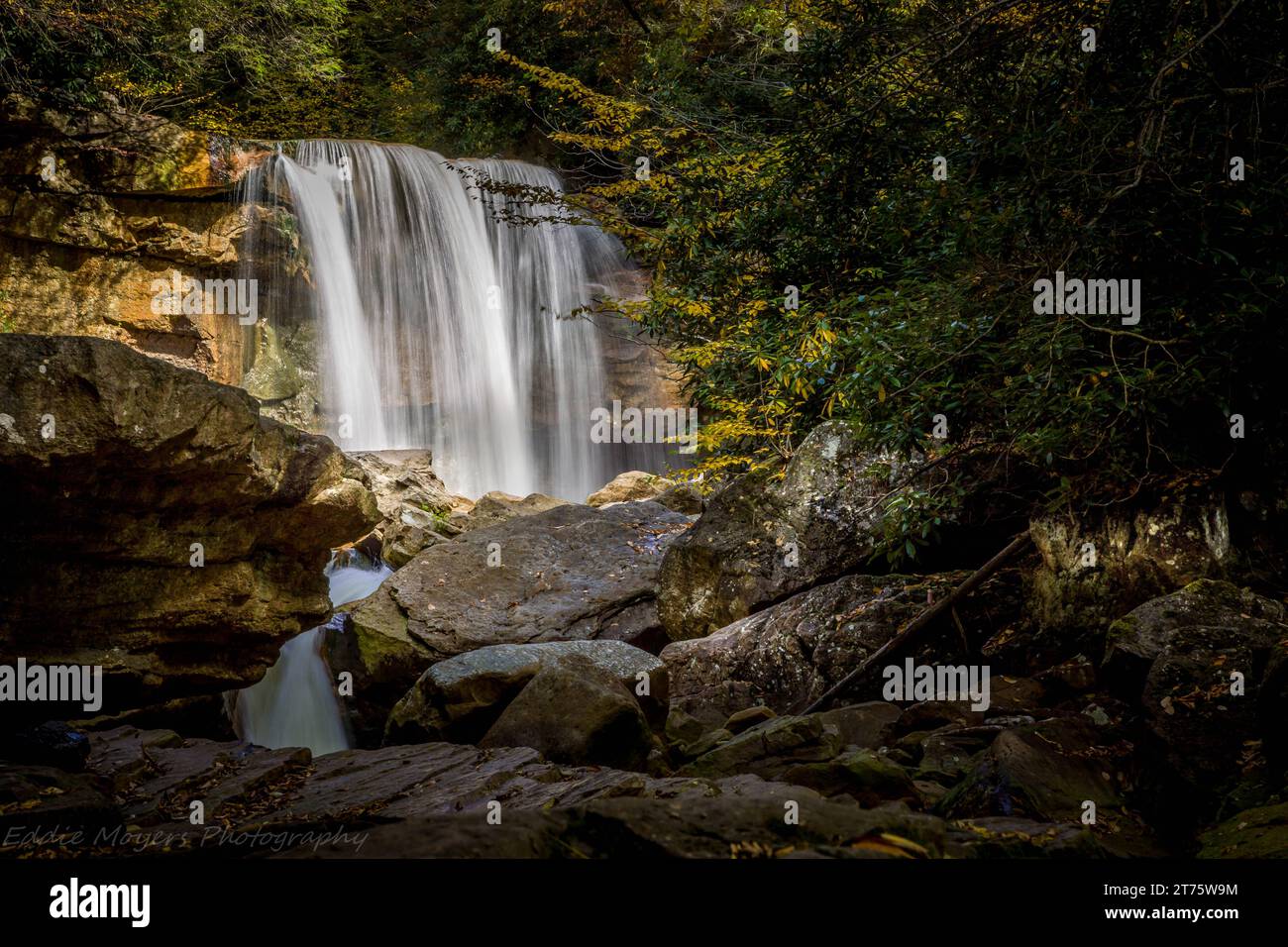 Douglas Falls Tucker, WV diese Wasserfälle sind reich an Geschichte, ein Ort, an dem einst Kohle zu Koks verbrannt wurde Stockfoto
