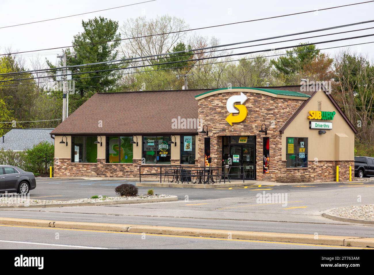 Dieses Subway Sandwich-Geschäft ist ein Fast-Food-Restaurant an der Stellhorn Road in Fort Wayne, Indiana, USA. Stockfoto