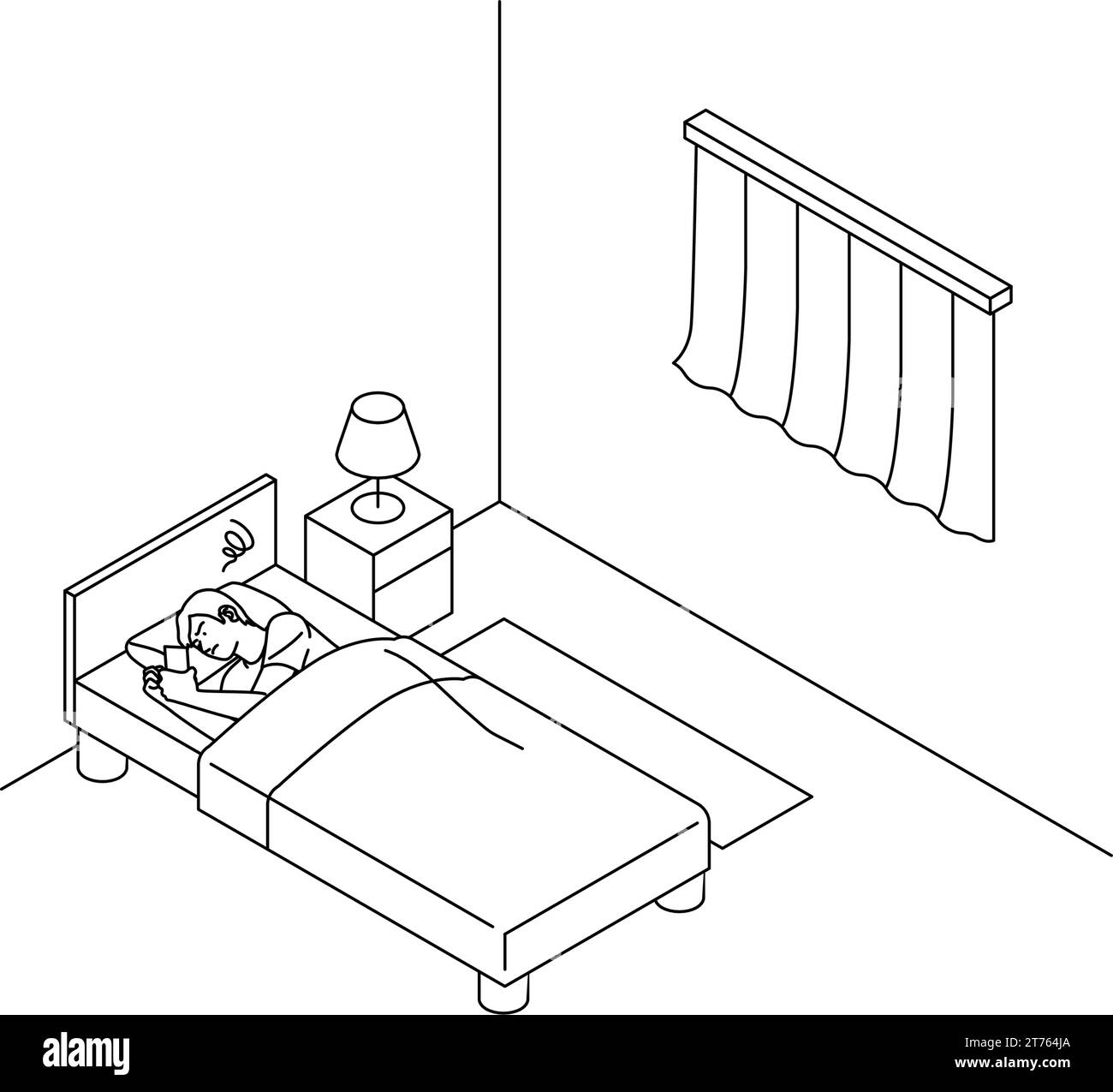 Lärmprobleme in Mietwohnungen: Leute, die wegen Umgebungslärm nicht schlafen können, Vector Illustration Stock Vektor