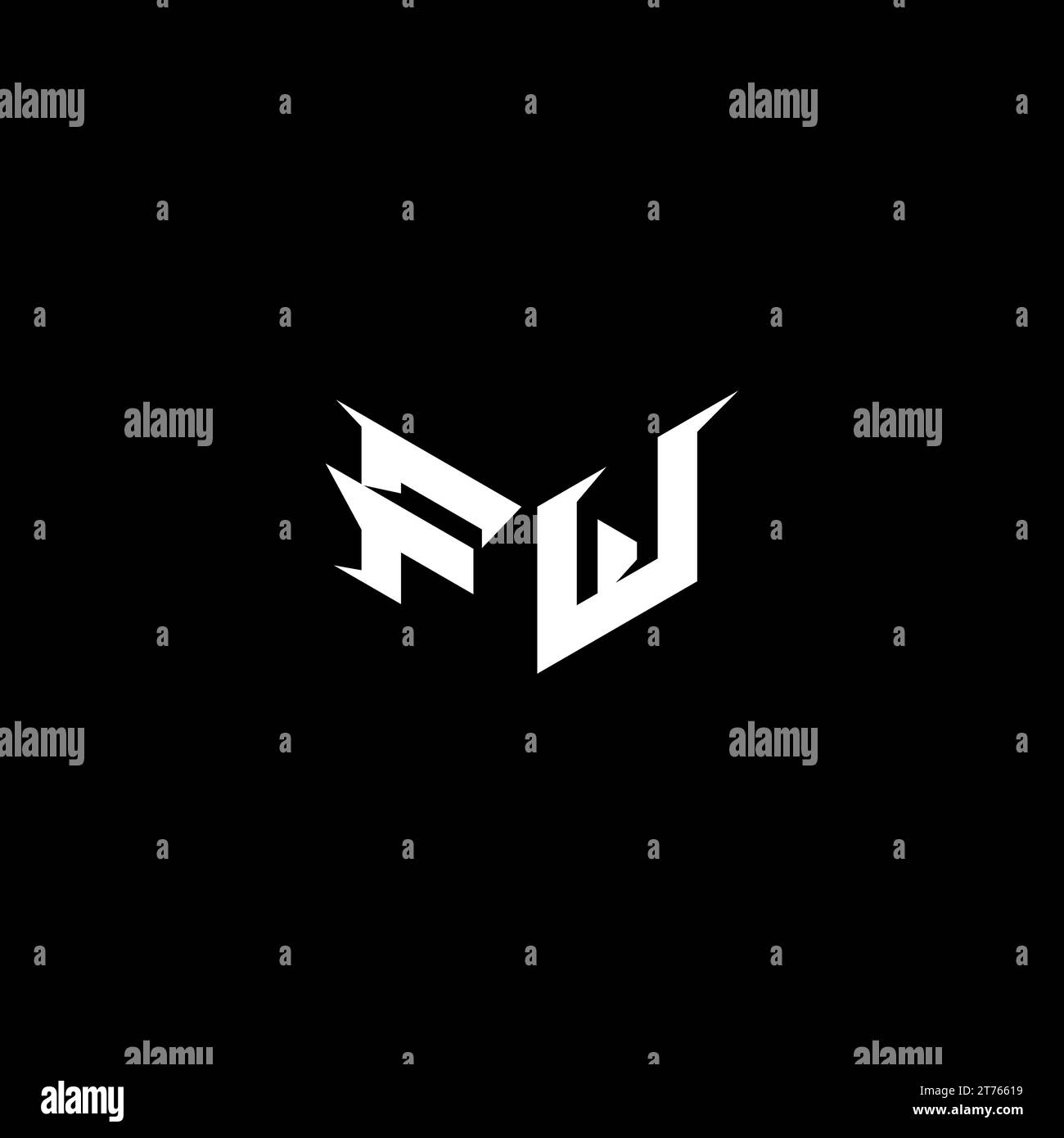 FW Premium Emblem Logo Initial Esport und Gaming Design Konzept Stock Vektor