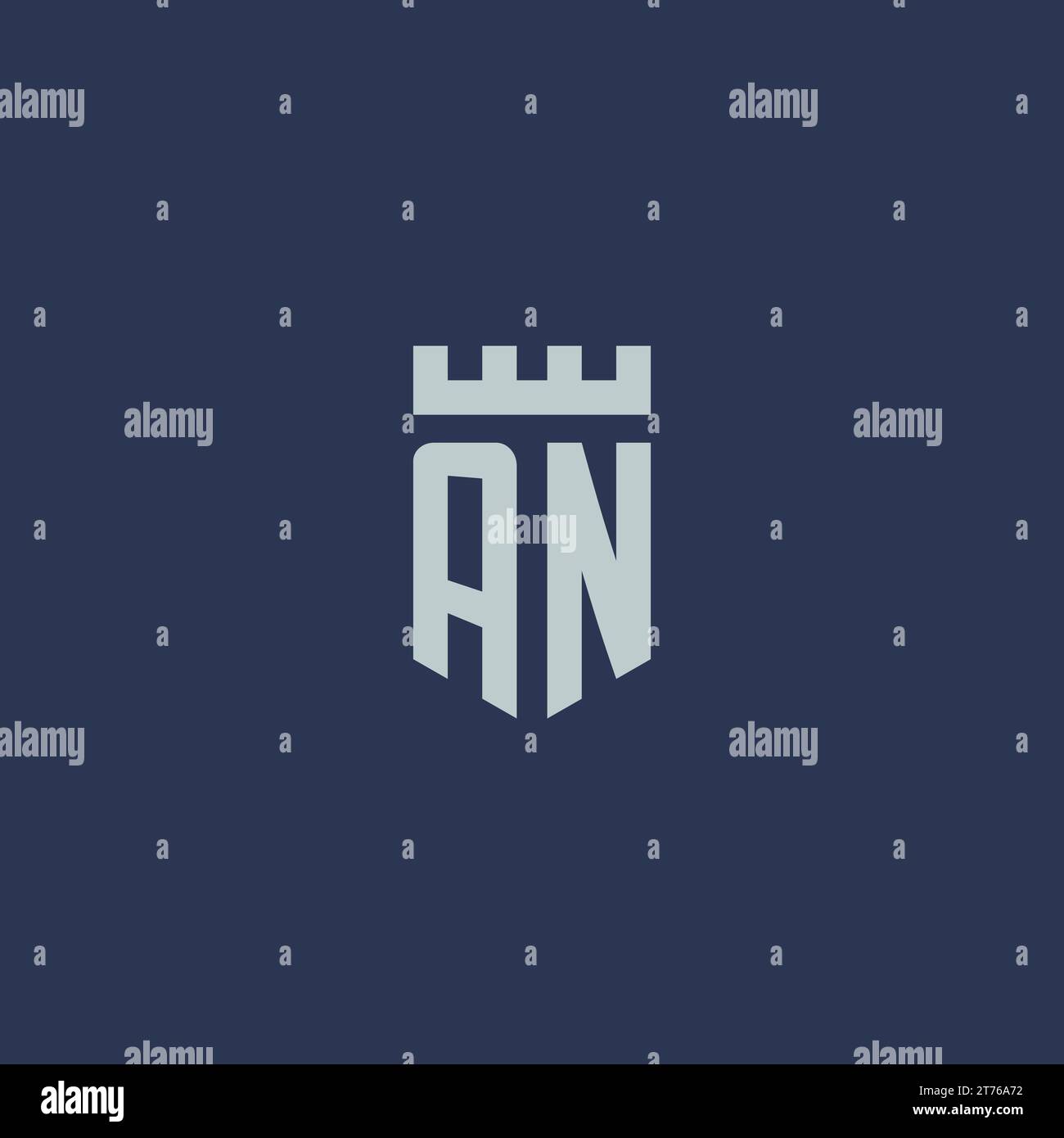 EIN Logo-Monogramm mit Design-Ideen für Festungsburg und Schildstil Stock Vektor