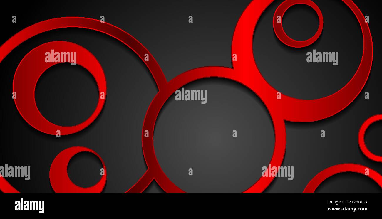 Rote glänzende Kreise abstrakter geometrischer High-Tech-Hintergrund. Vektordesign Stock Vektor