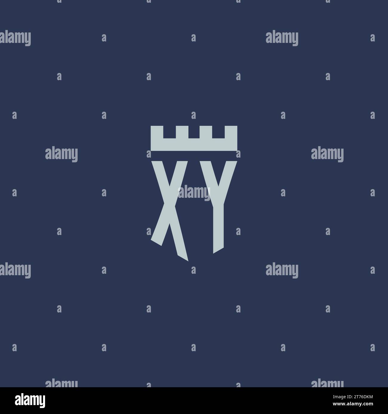 XY-Logo-Monogramm mit Festungsburg und Design-Ideen im Schildstil Stock Vektor