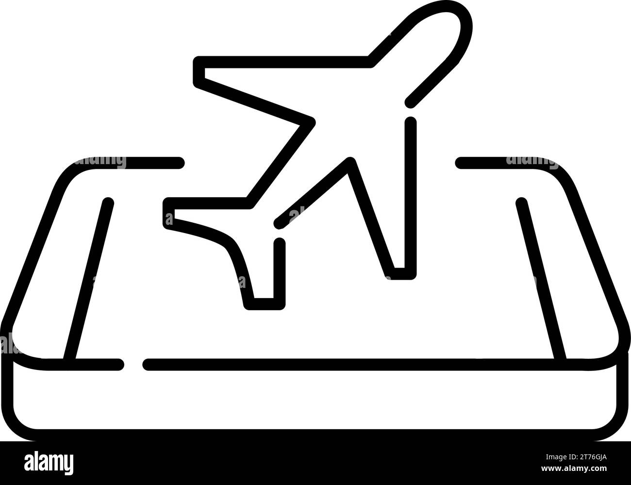 Airways Smartphone-App. Flugtickets. 3D-Telefon und Flugzeug. Pixelperfekter, bearbeitbarer Kontur Stock Vektor