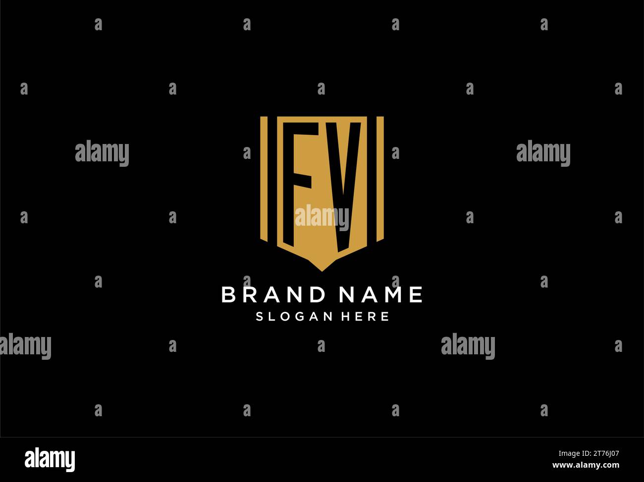 FV-Monogramm-Logo mit geometrischem Abschirmdesign Stock Vektor