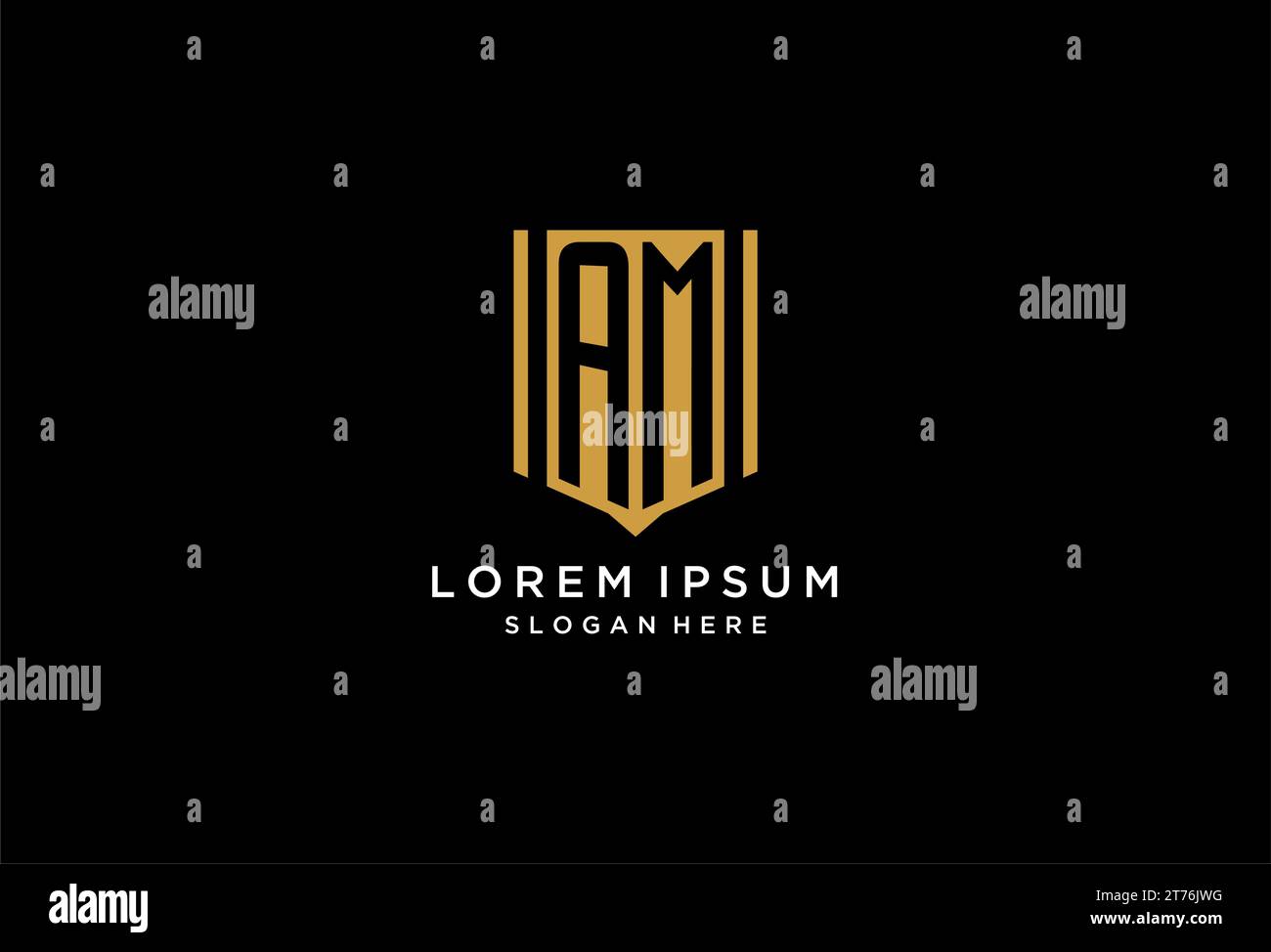 AM-Monogramm-Logo mit geometrischem Abschirmdesign Stock Vektor
