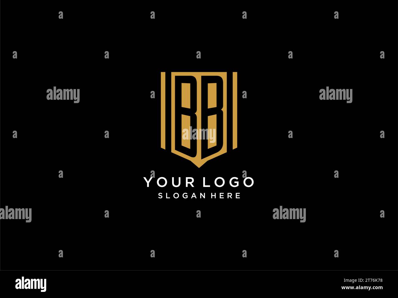 BB-Monogramm-Logo mit geometrischem Abschirmdesign Stock Vektor