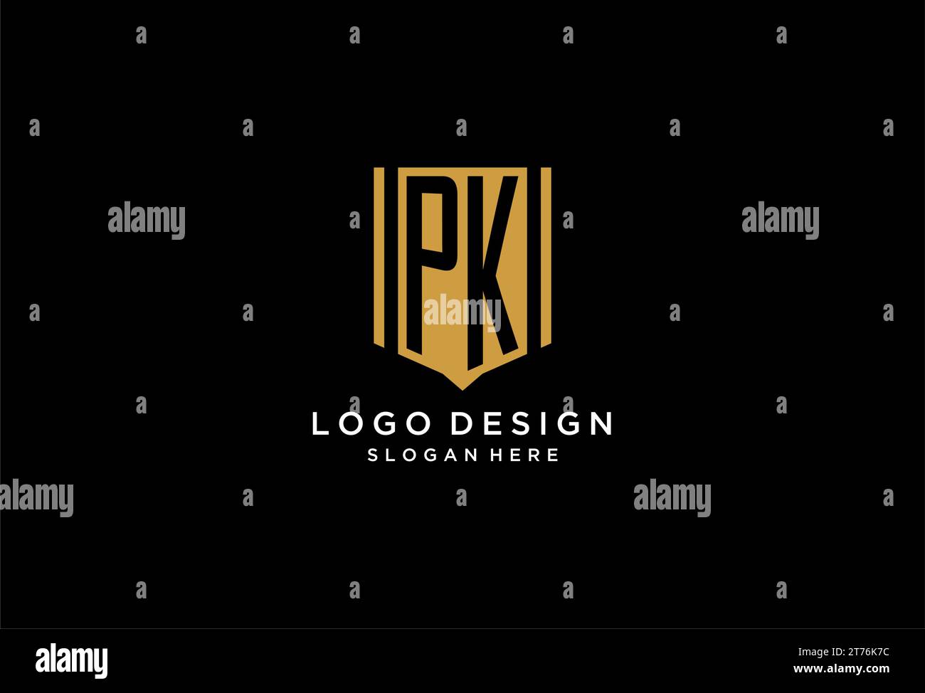 PK-Monogramm-Logo mit geometrischem Abschirmdesign Stock Vektor
