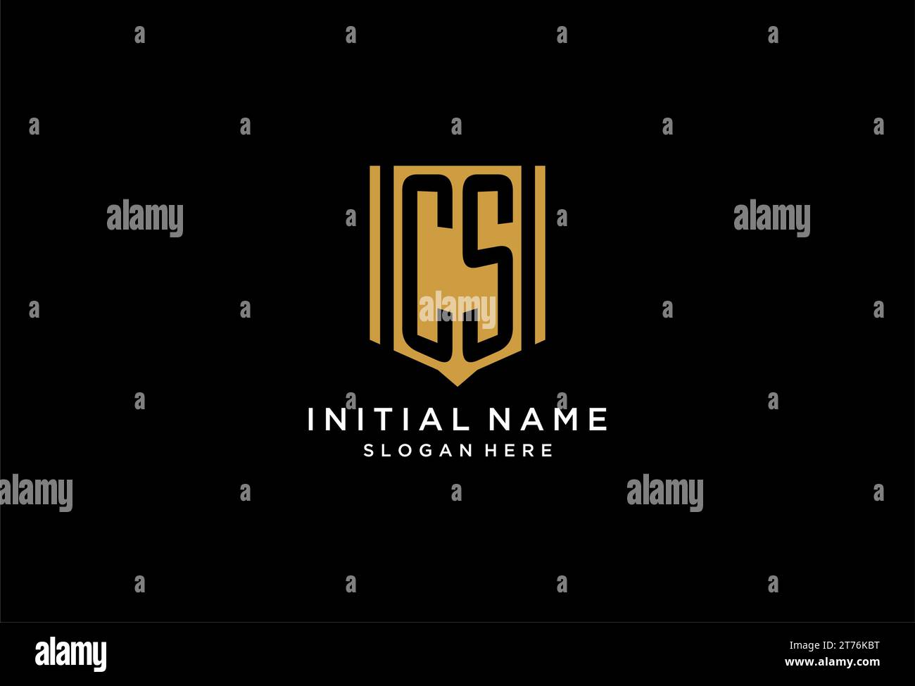CS-Monogramm-Logo mit geometrischem Abschirmdesign Stock Vektor