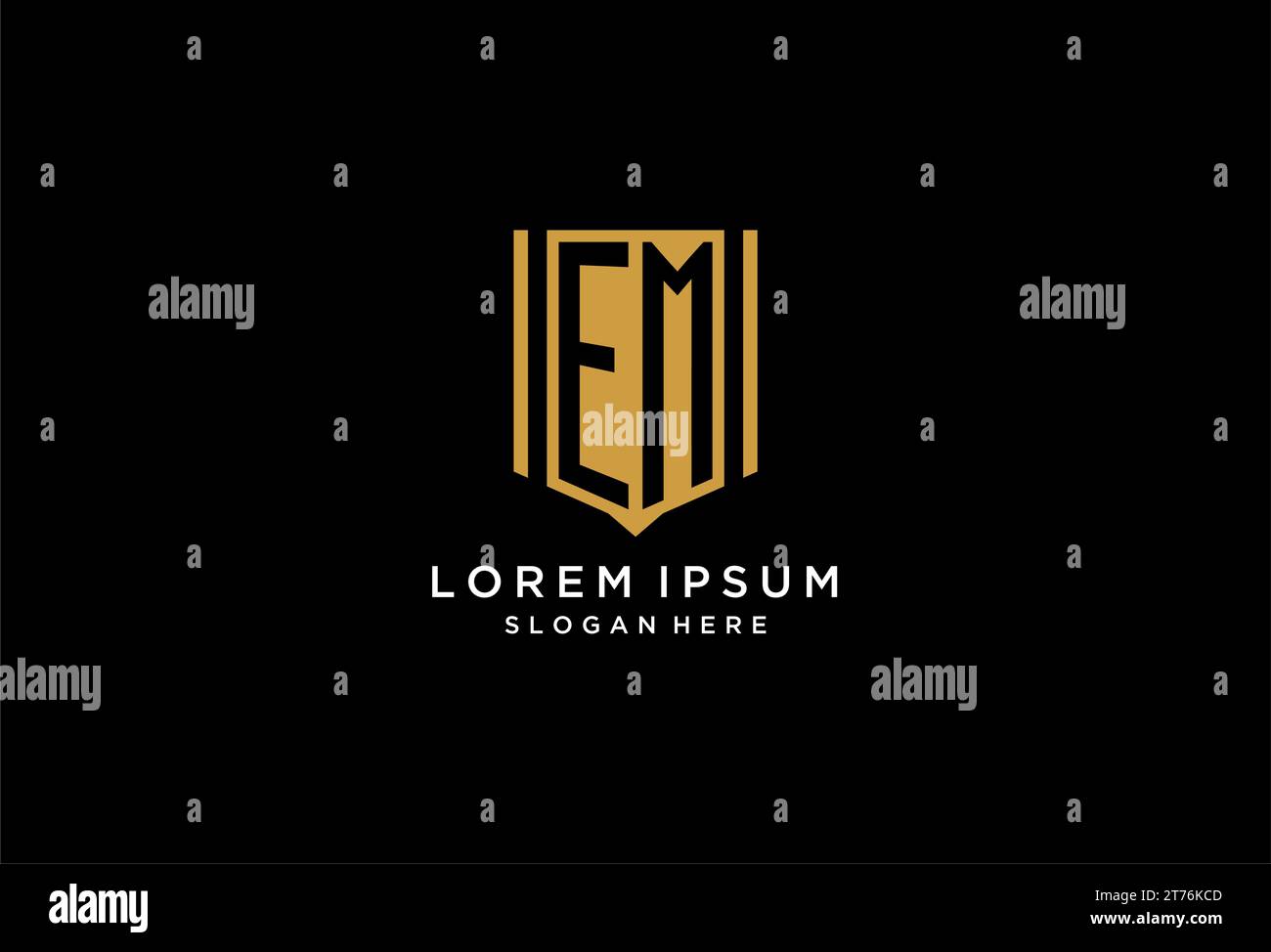 EM-Monogramm-Logo mit geometrischem Abschirmdesign Stock Vektor