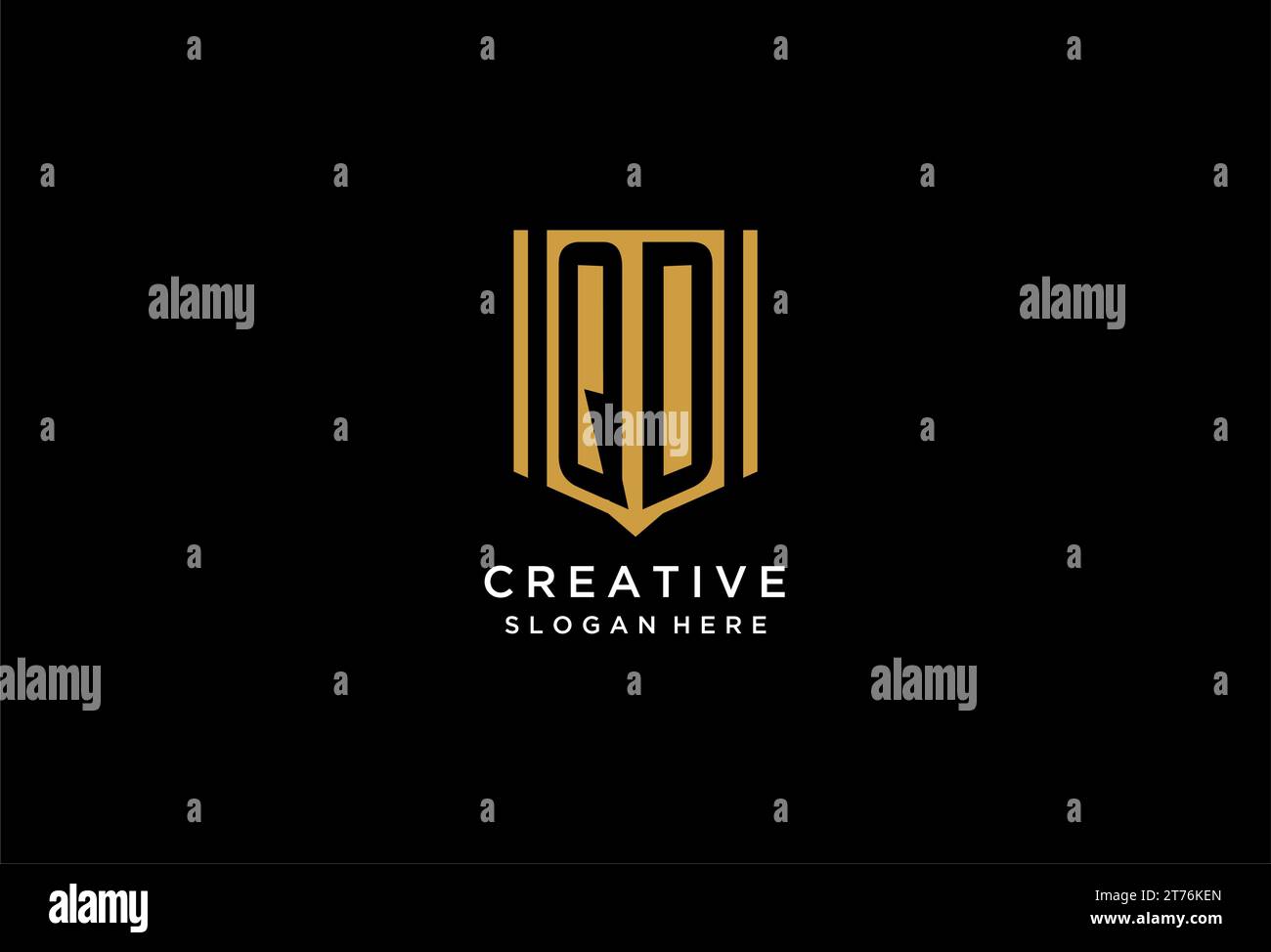 QD-Monogramm-Logo mit geometrischem Abschirmdesign Stock Vektor