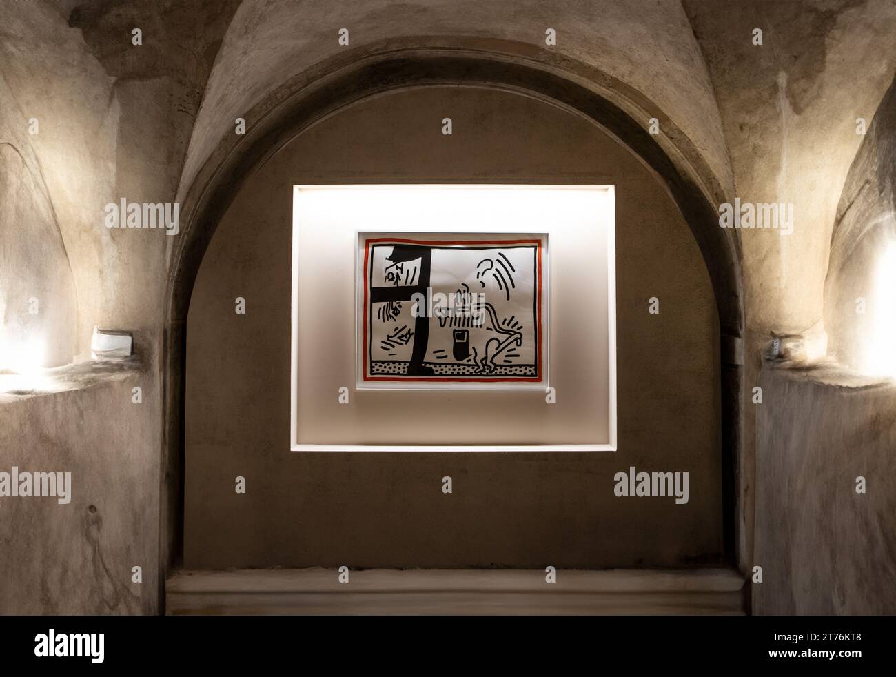 Ausstellung von Kunstwerken des Künstlers Keith Haring Painter, Parma Italien Stockfoto