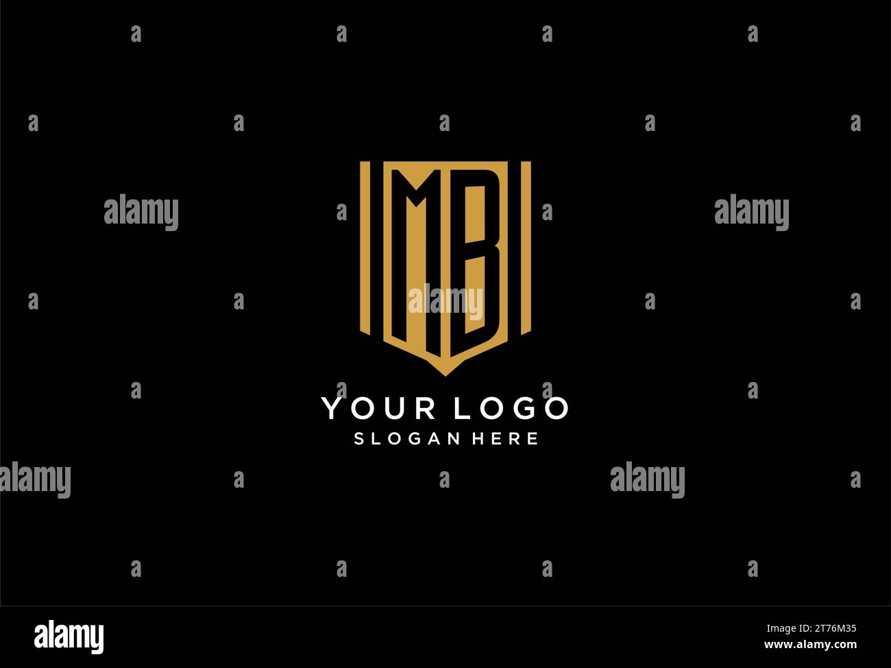 MB-Monogramm-Logo mit geometrischem Abschirmdesign Stock Vektor